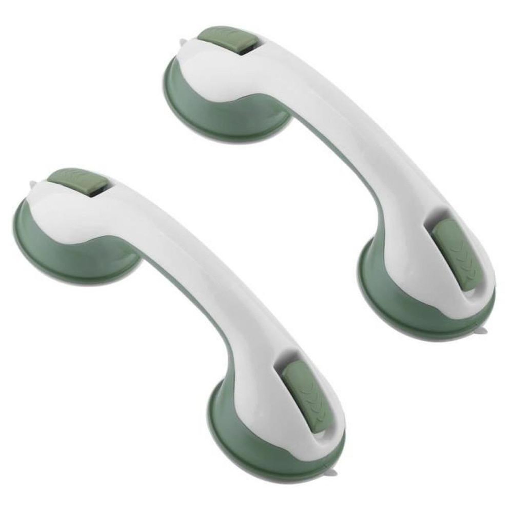 Voir la diapositive 4 : Barre d'appui salle de bain avec ventouses 2 pièces pour baignoire et douche, blanc et vert