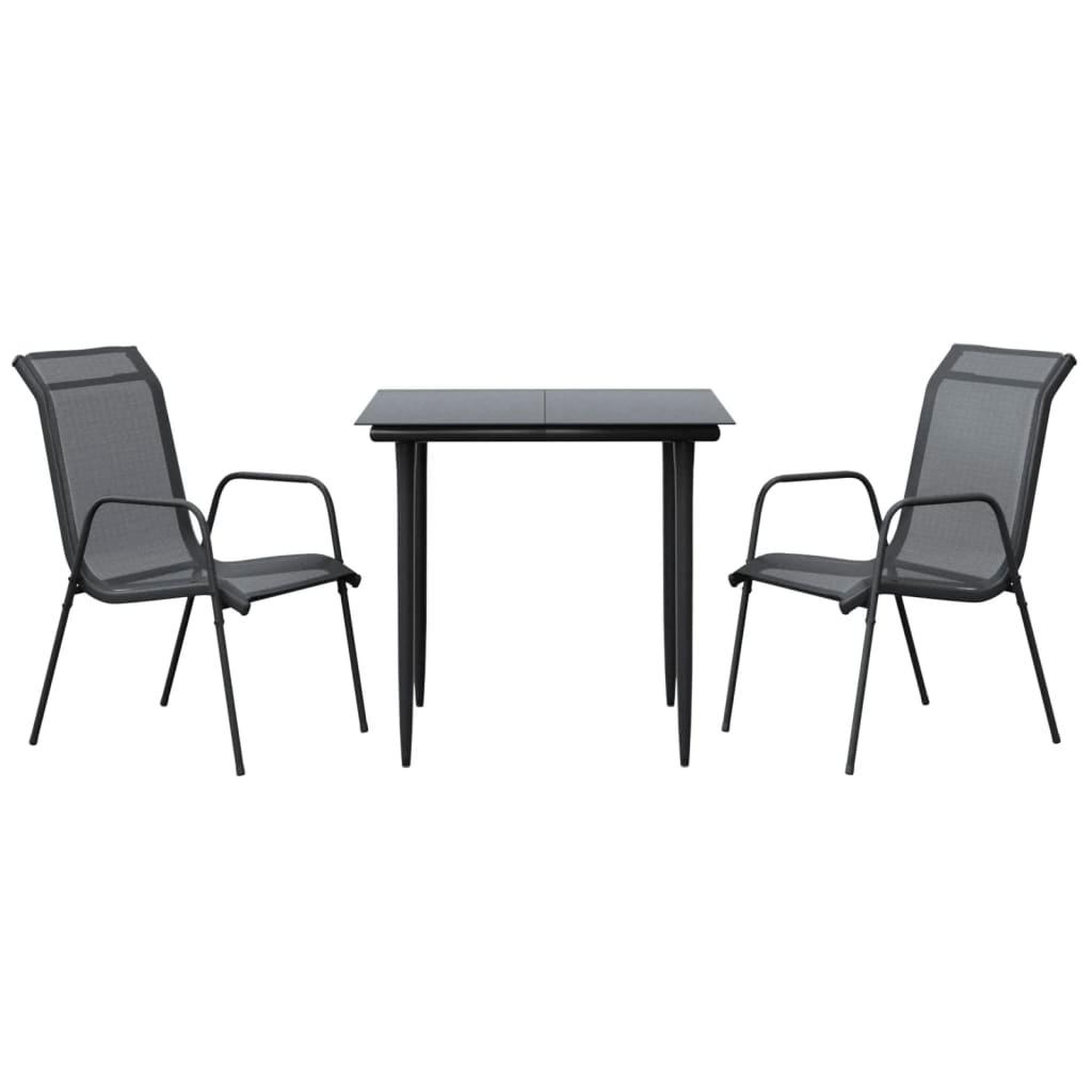 Voir la diapositive 2 : VIDAXL Ensemble a manger de jardin 3 pcs noir textilene et acier