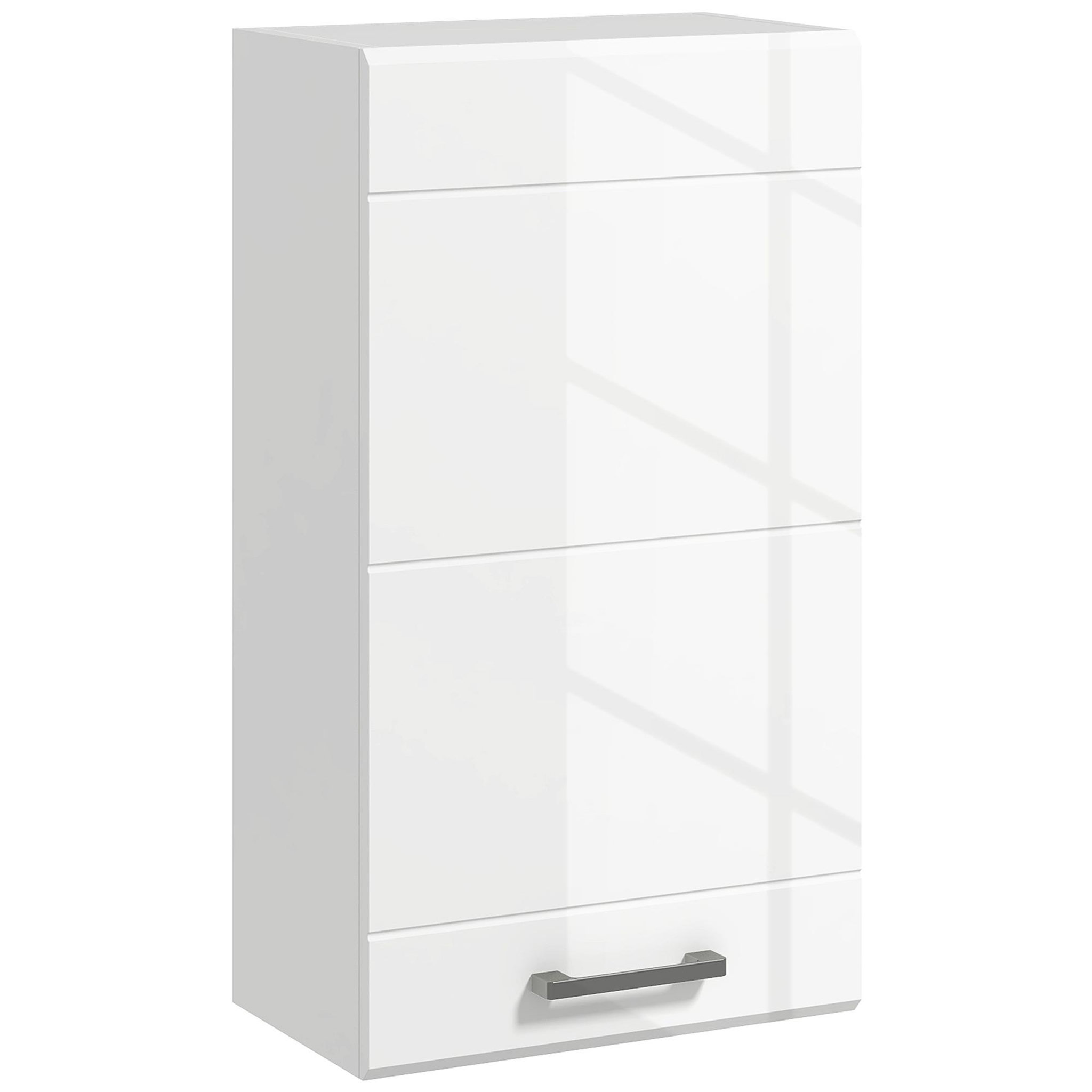 KLEANKIN Armoire haute murale de salle de bain ou wc - placard porte 2 étagères - dim. 41l x 18l x 52h cm - mdf blanc mat laqué