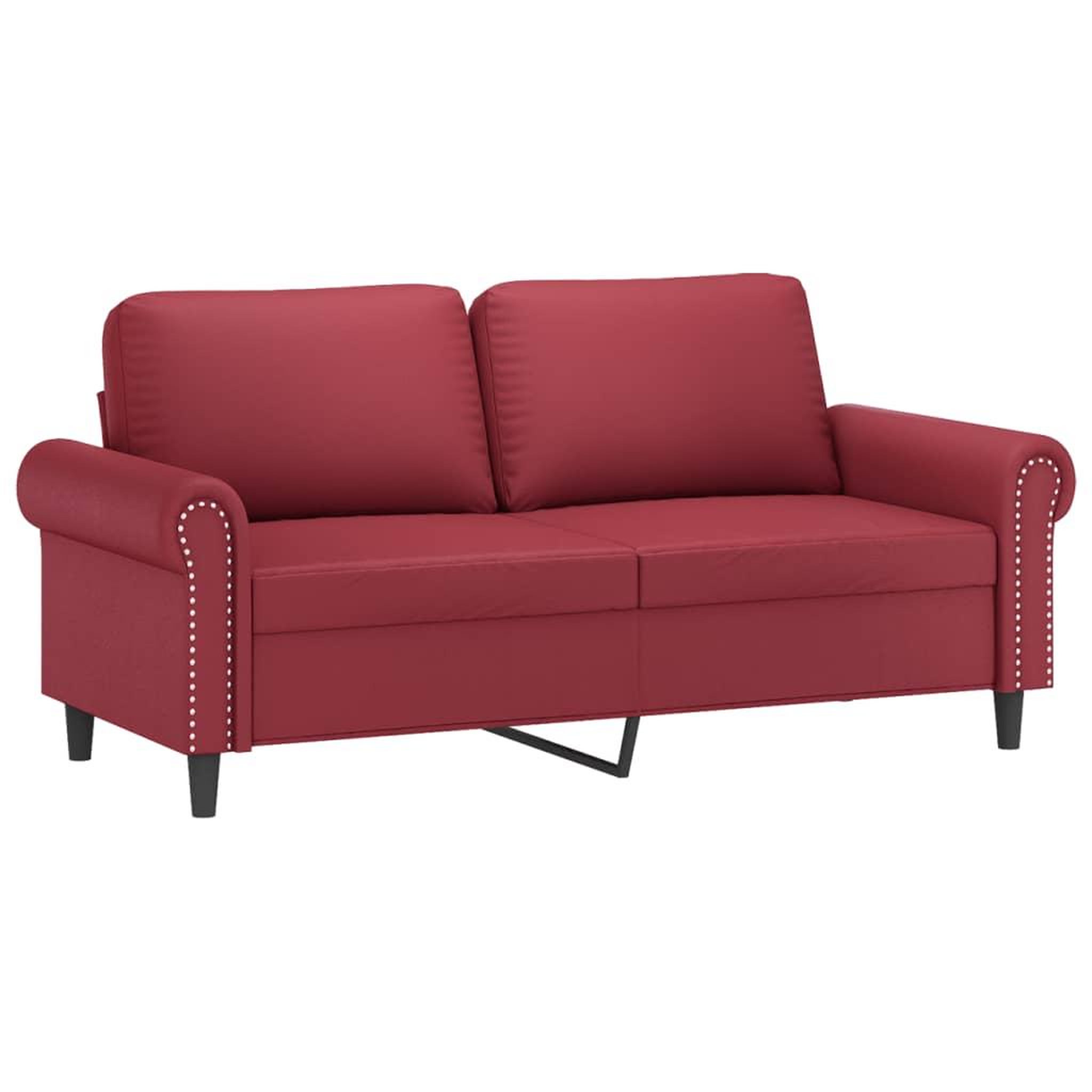Voir la diapositive 2 : VIDAXL Canape a 2 places Rouge bordeaux 140 cm Similicuir