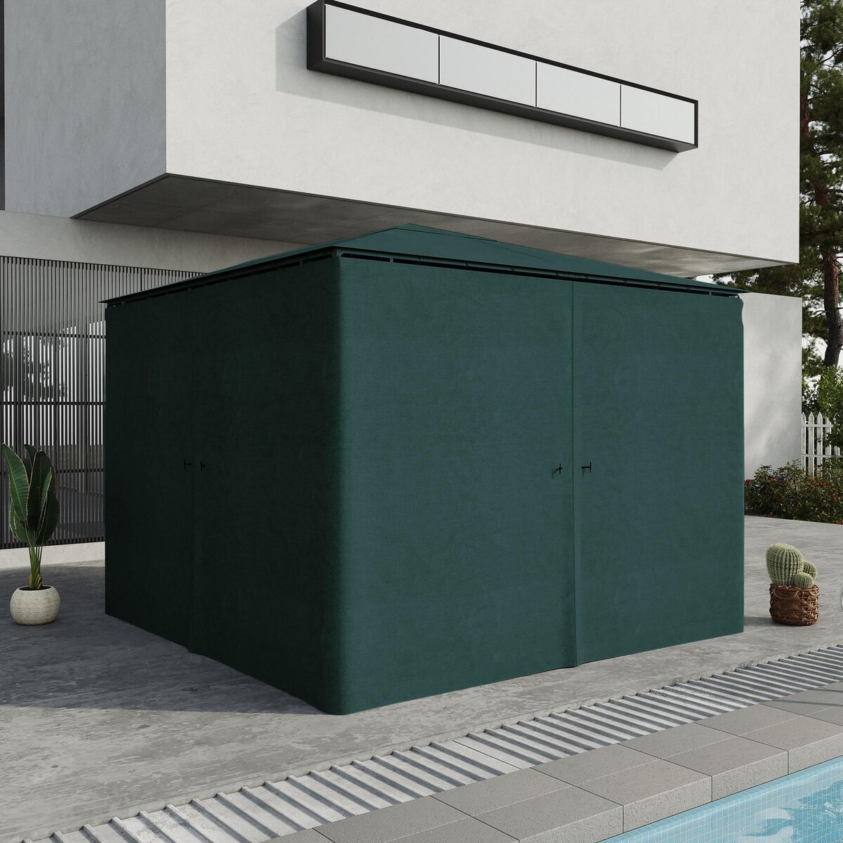 OUTSUNNY Parois latérales de rechange barnum tonnelle 3 x 3 m - 2 systèmes d'attache boucles ou crochets - zip - polyester gris