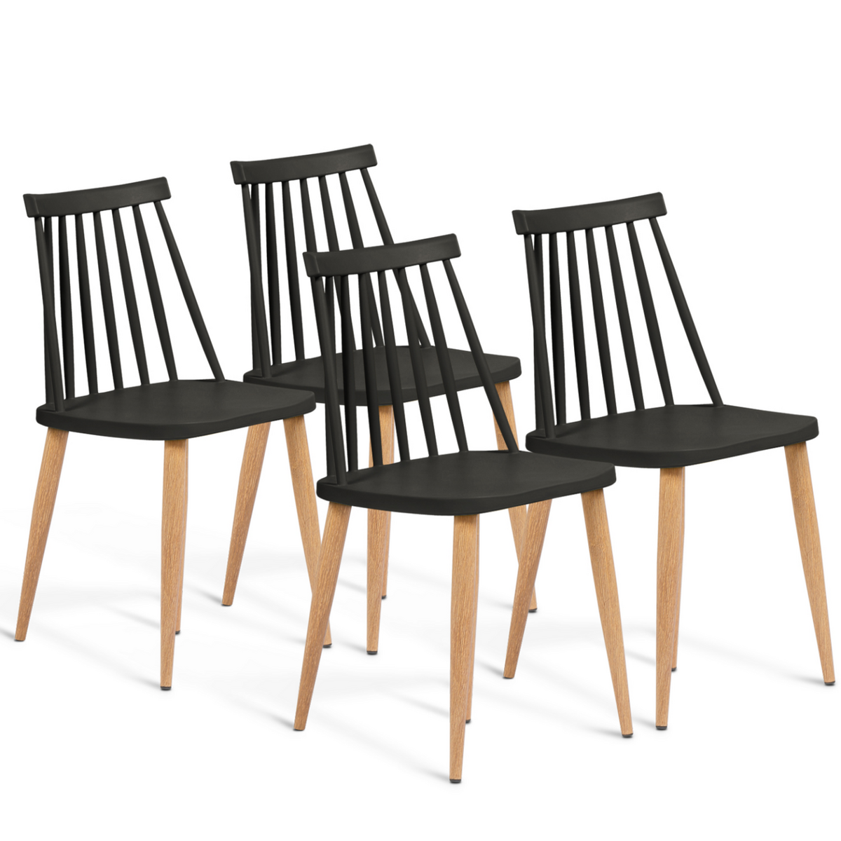 ID MARKET Lot de 4 chaises LILY noires pour salle à manger