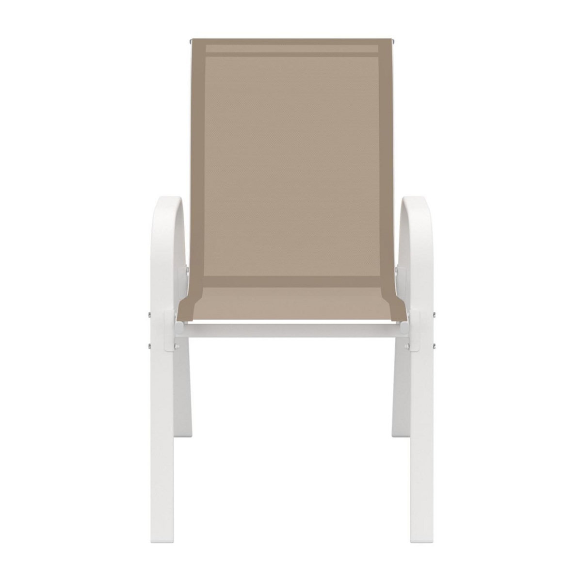 ID MARKET Lot de 6 chaises de jardin LYMA métal et textilène empilables blanc et beige