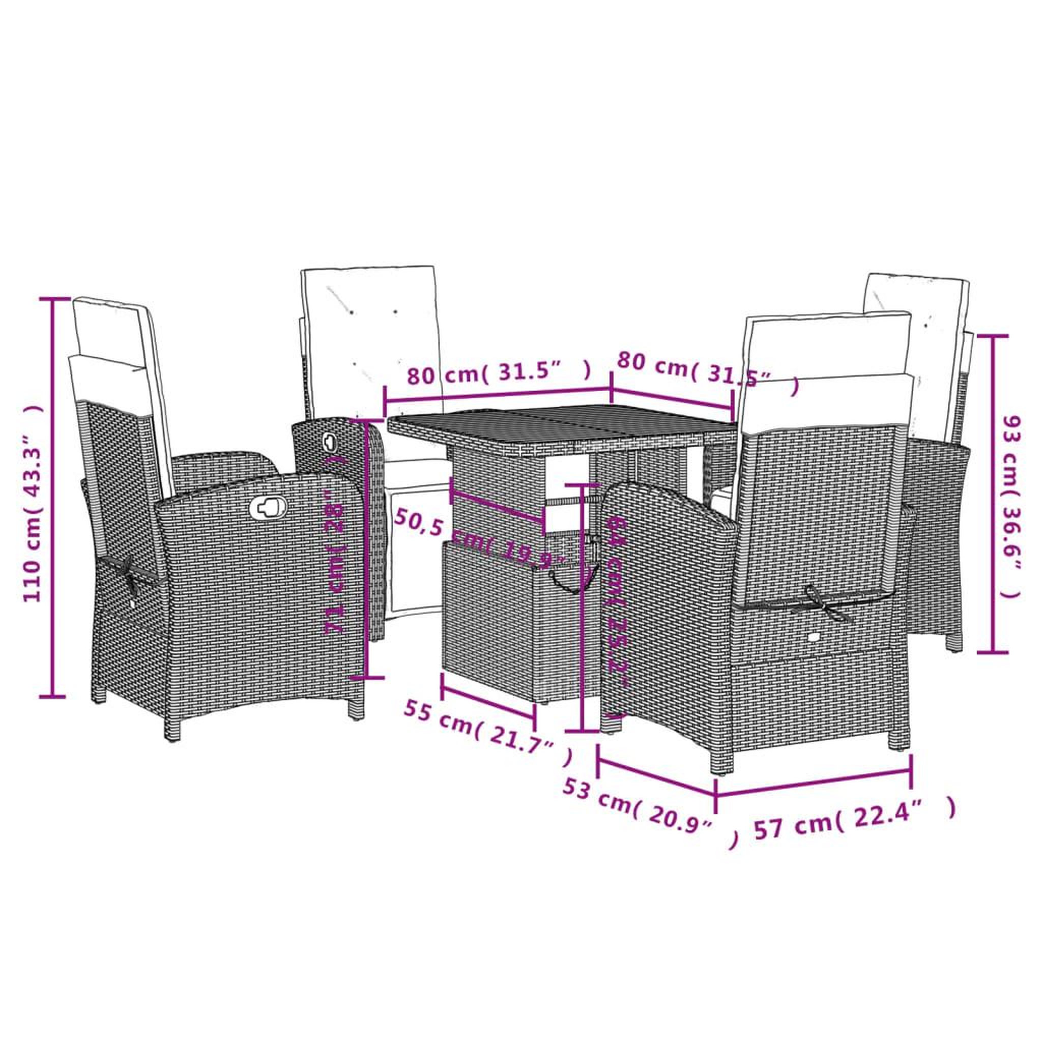 Voir la diapositive 6 : VIDAXL Ensemble a manger de jardin 5 pcs coussins gris resine tressee