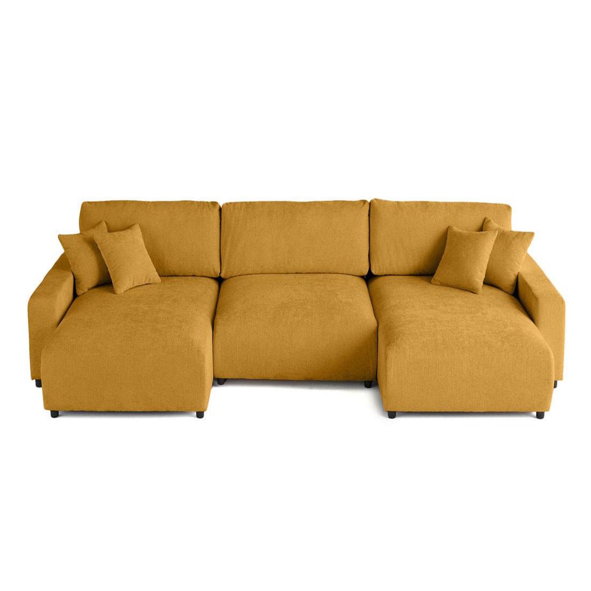 Voir la diapositive 1 : BEST MOBILIER Pivoine - canapé panoramique en u - 7 places - convertible avec coffre - en velours texturé