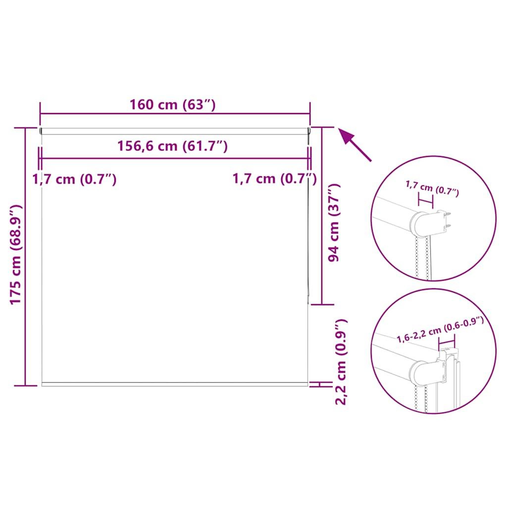 Voir la diapositive 6 : VIDAXL Store enrouleur occultant rouge largeur du tissu 156,6 cm
