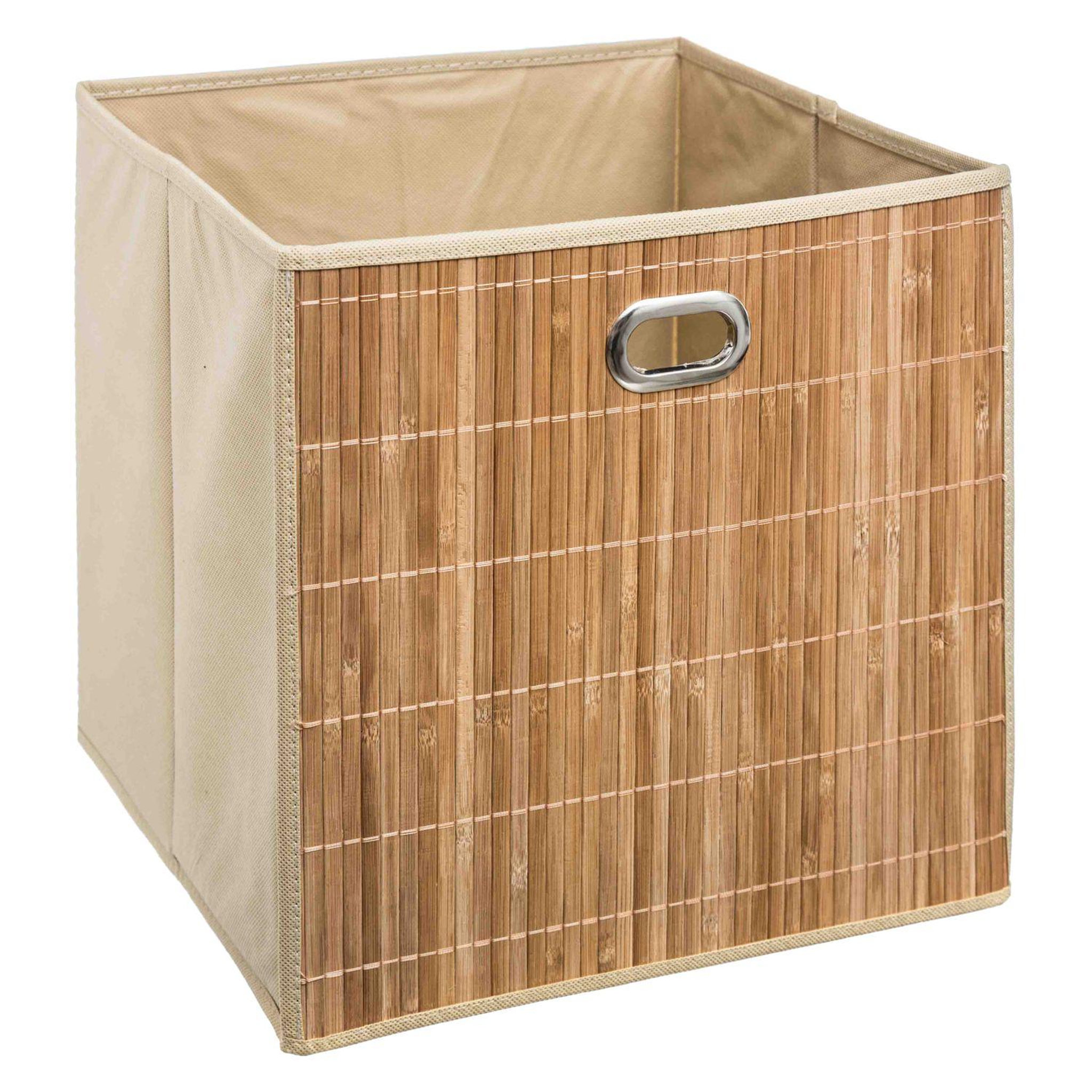 FIVE Boîte de rangement design en bambou et tissu - beige
