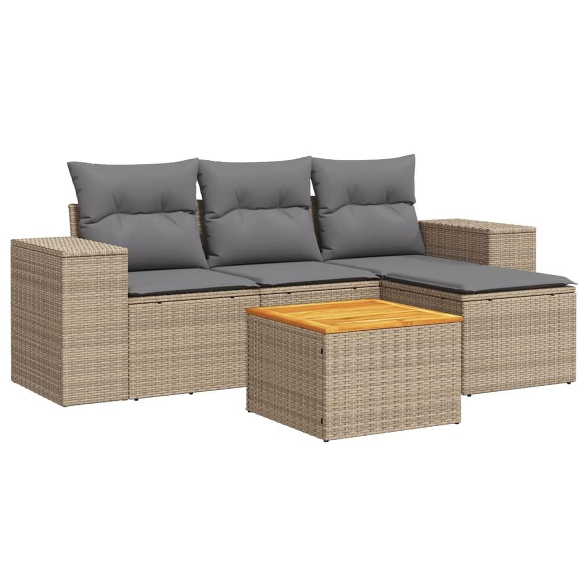 Voir la diapositive 2 : VIDAXL Salon de jardin avec coussins 5 pcs beige resine tressee