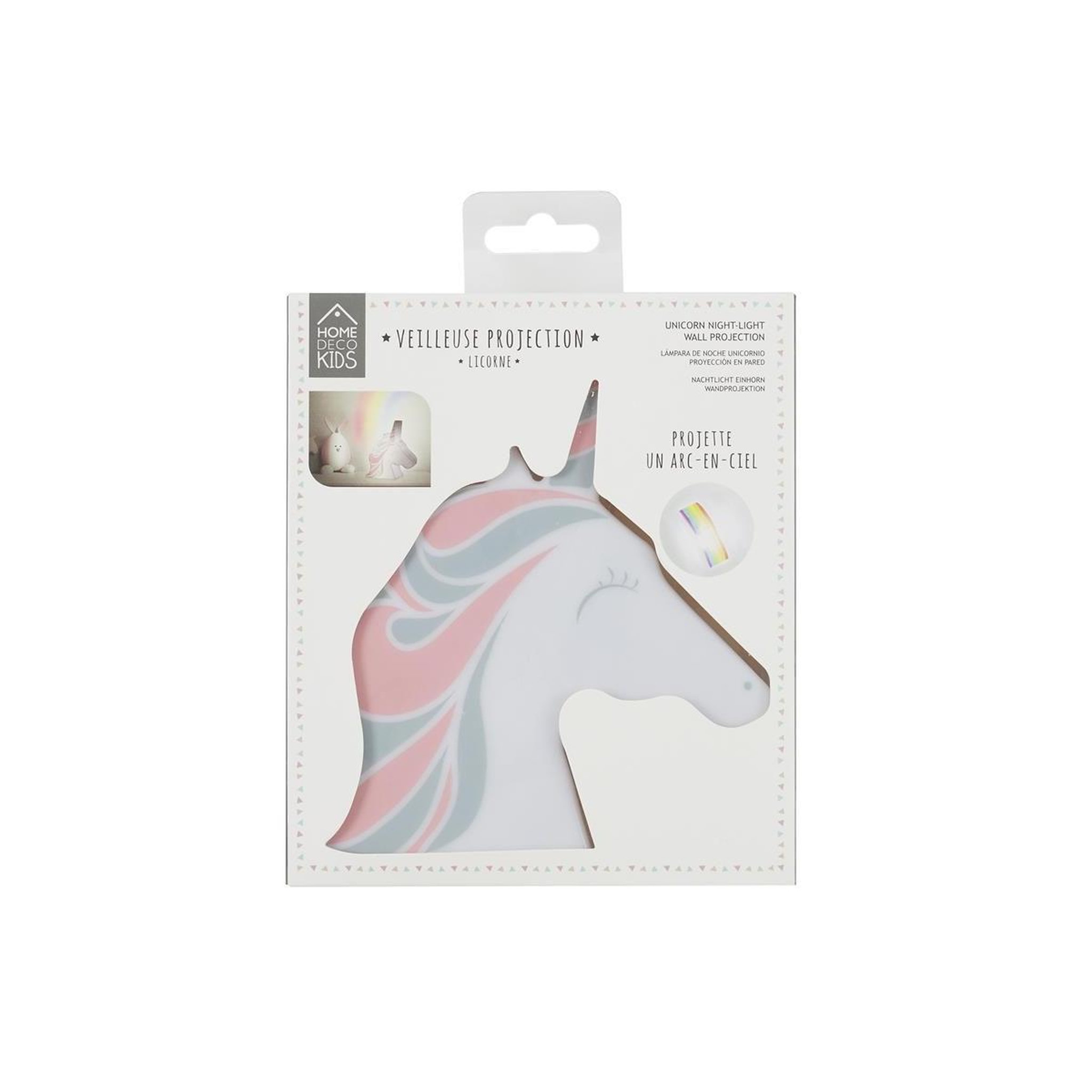 Voir la diapositive 3 : HOME DECO KIDS Veilleuse projection murale  licorne  16cm blanc