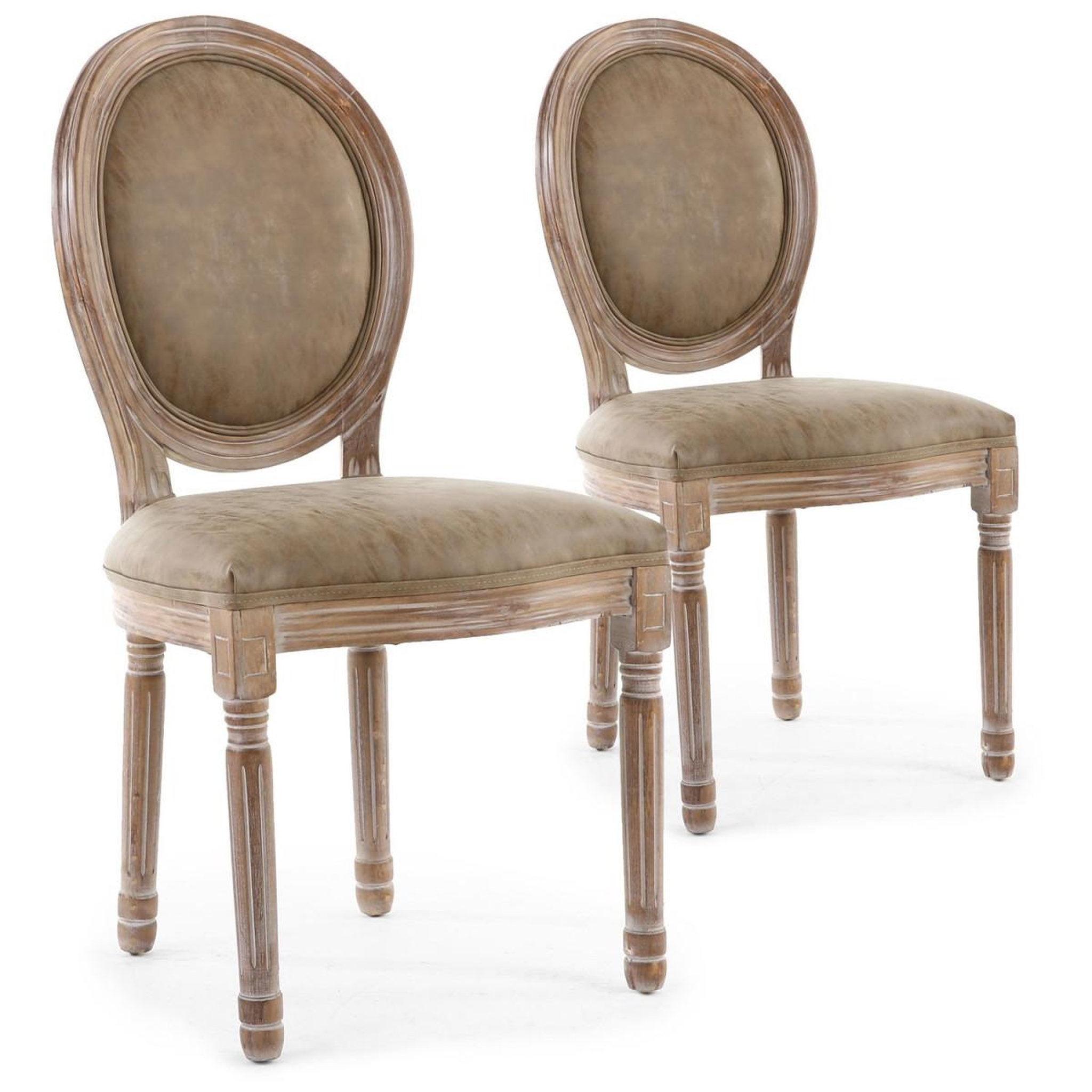 Paris Prix Lot de 2 chaises médaillon  quing  96cm taupe