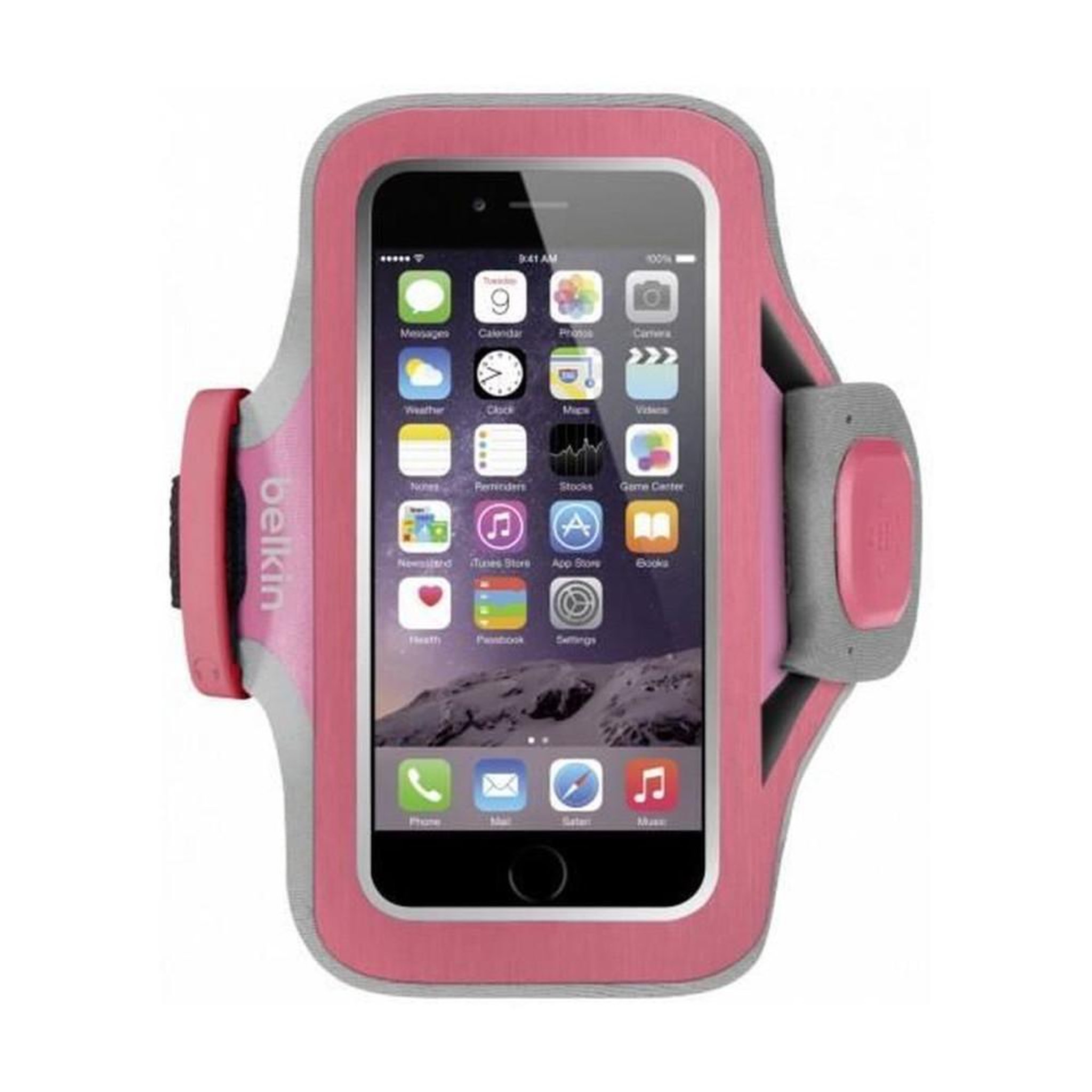 Belkin Brassard téléphone Slim Fit Plus fuchsia pour Apple iPhone 6/7 avec protection d'écran transparente et bandes réfléchissantes
