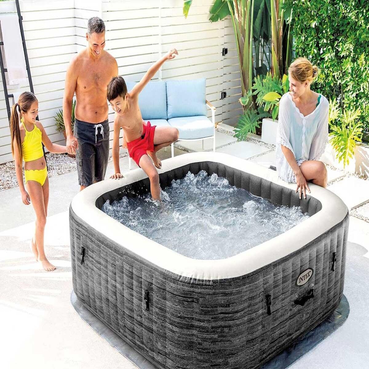 INTEX Spa gonflable PureSpa Ardoise carré Bulles 4 places - Intex