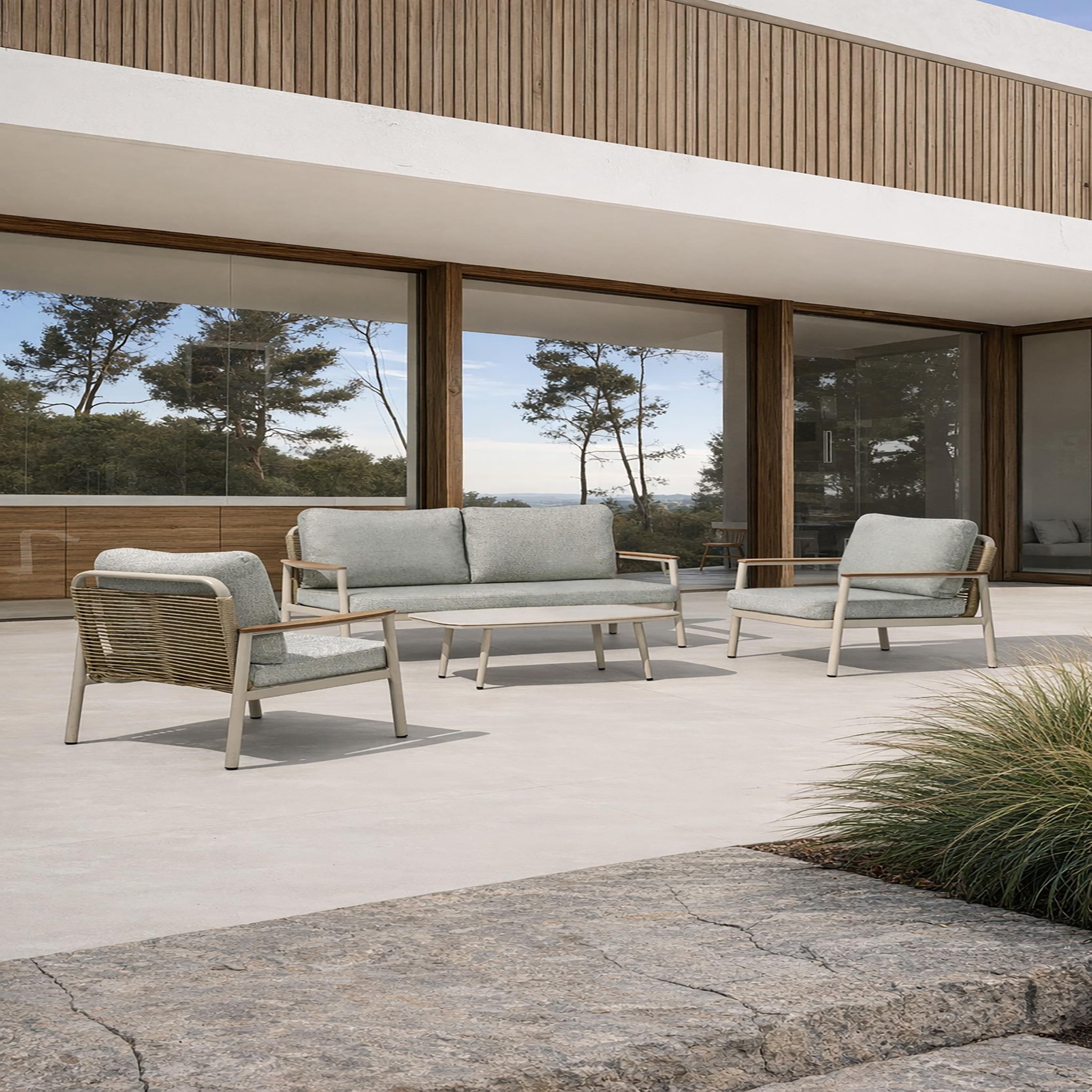 Voir la diapositive 2 : DCB GARDEN Salon de jardin bas 5 places en aluminium