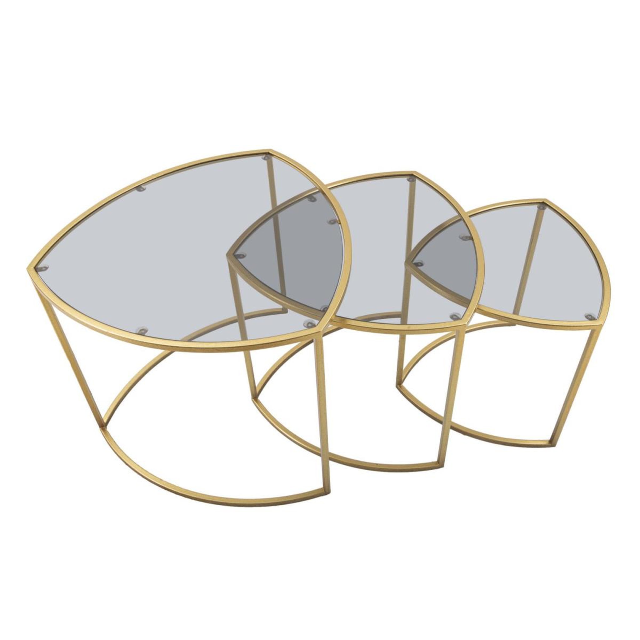 Voir la diapositive 4 : Paris Prix Lot de 3 tables basses  triangle  60cm or