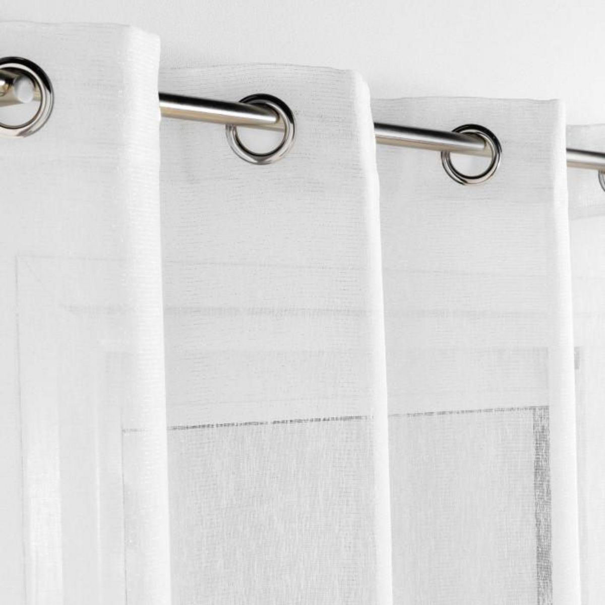 Paris Prix Rideau Voilage à Œillets  Sunline  140x240cm Blanc & Argent