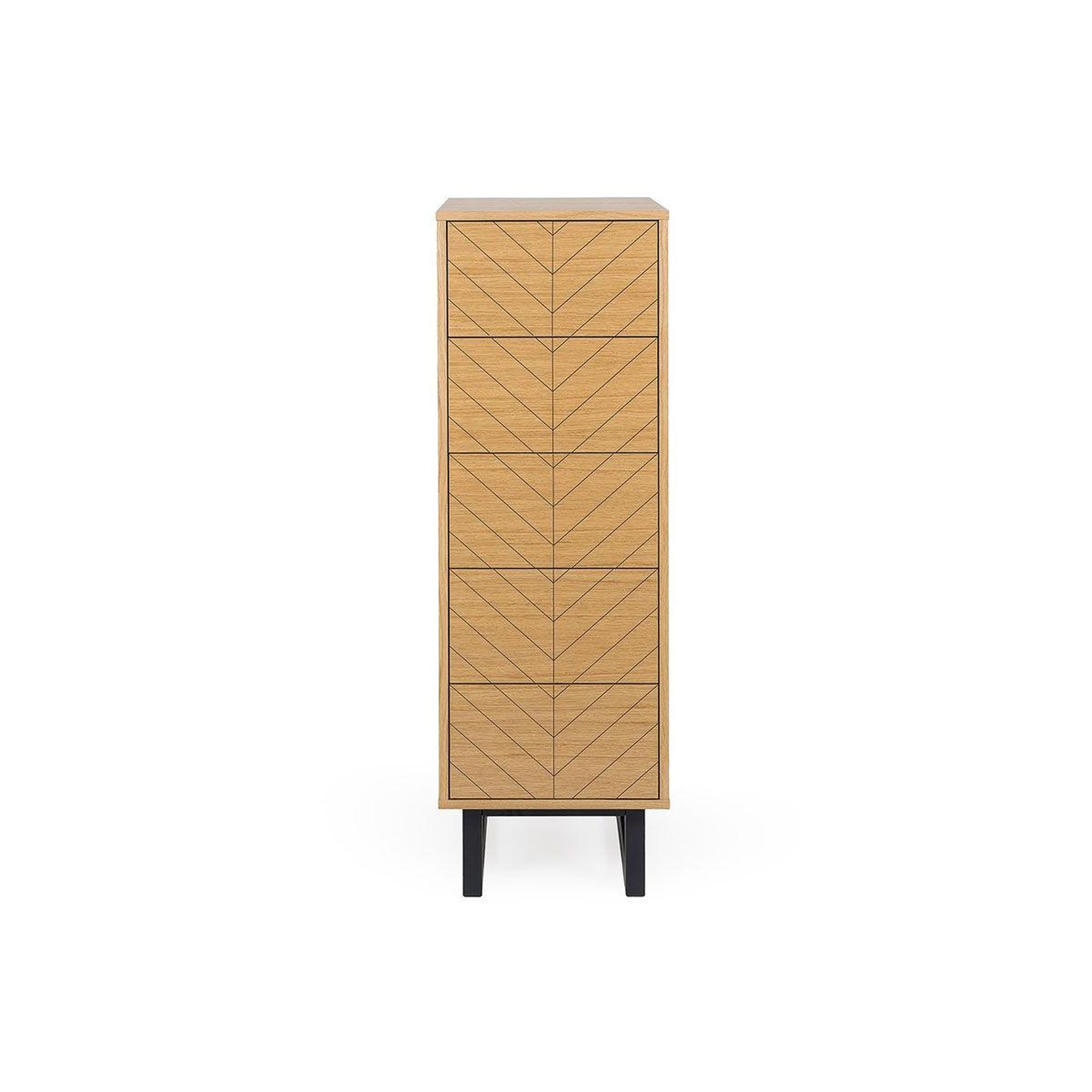 Voir la diapositive 1 : Paris Prix Chiffonnier 5 tiroirs chevrons  camden  123cm naturel