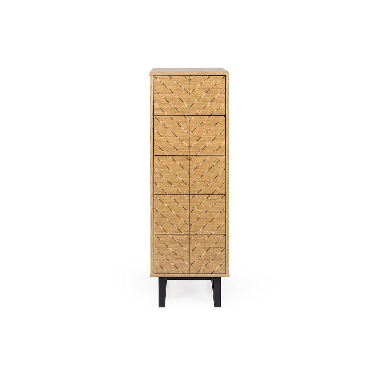 Paris Prix Chiffonnier 5 Tiroirs Chevrons  Camden  123cm Naturel