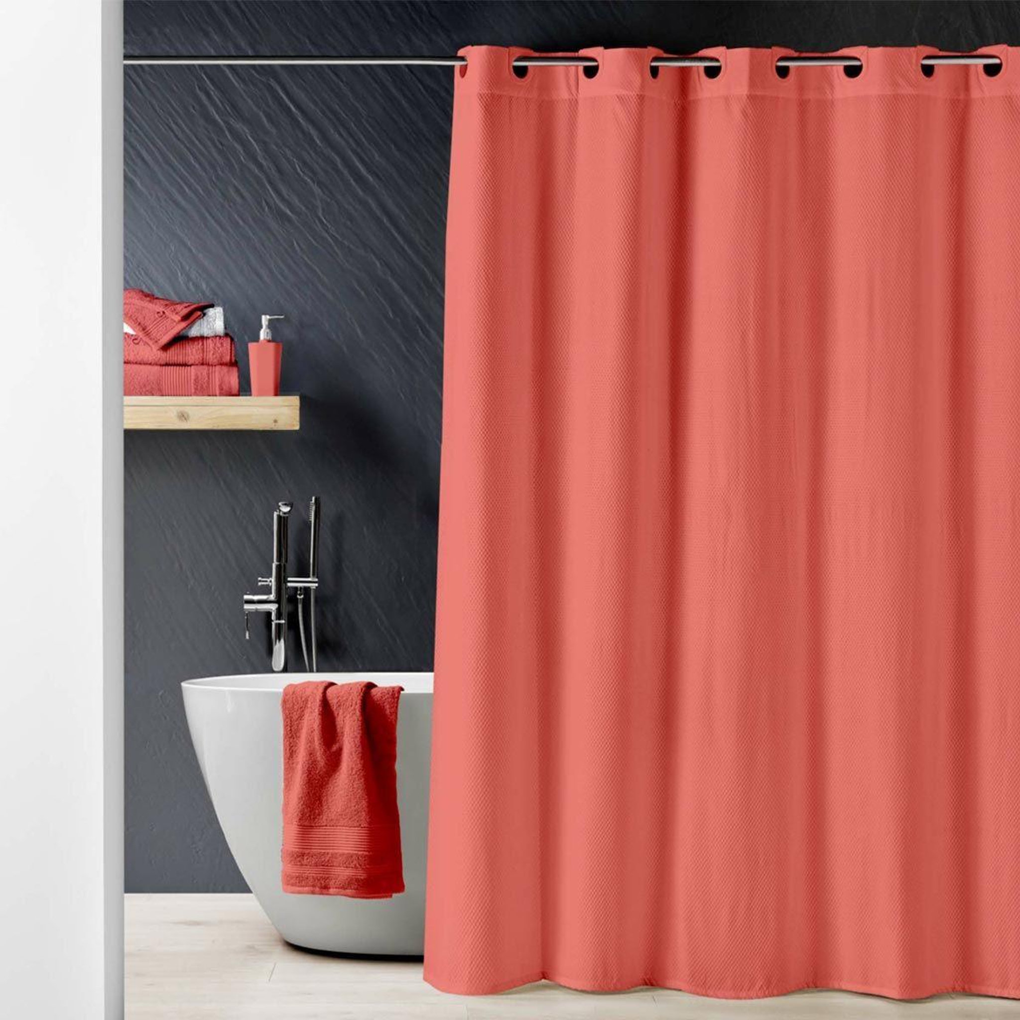Voir la diapositive 1 : Douceur d'Intérieur Rideau de douche  dotty  180x200cm terracotta
