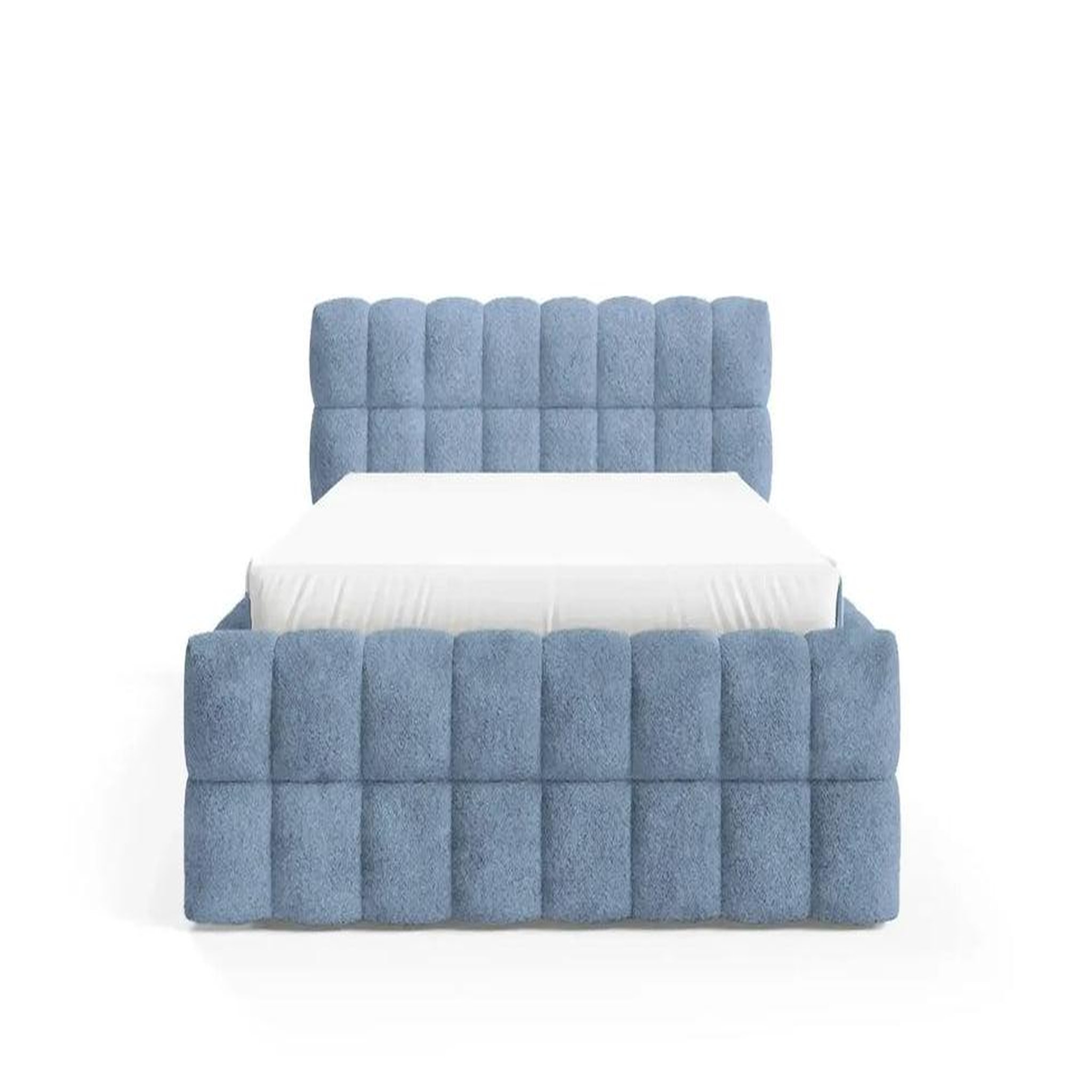 CASANOVA PARIS Voltaire - lit coffre tissu bouclette bleu. Coloris disponibles : Bleu