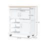Voir la diapositive 3 : HOMCOM HOMCOM Desserte de cuisine multi rangements 2 placards tiroir casier 9 bouteilles MDF blanc plateau bois caoutchouc