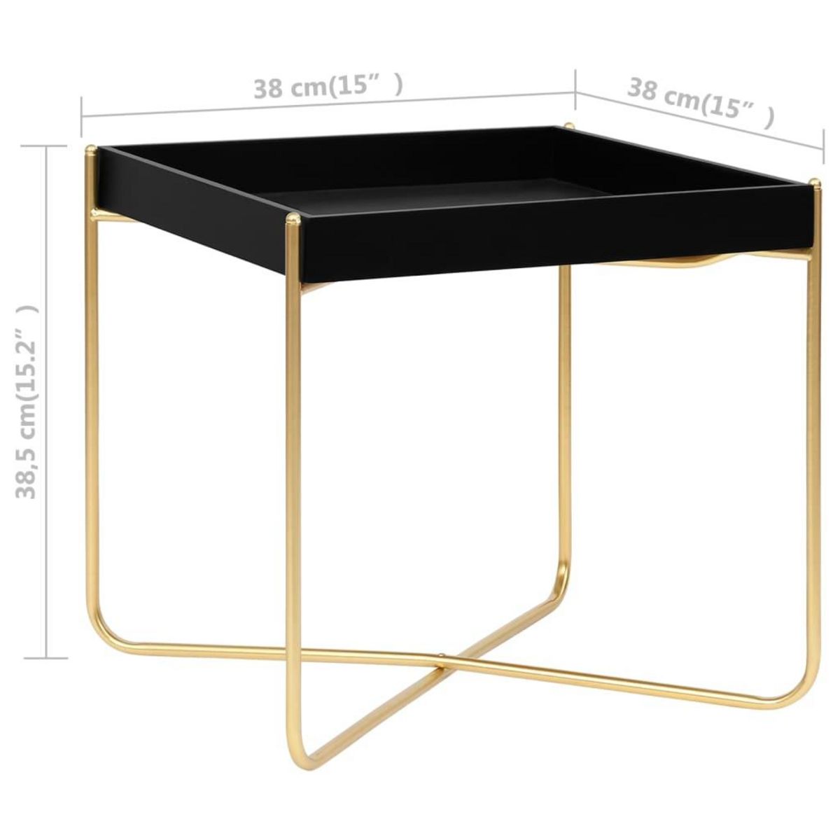 VIDAXL Table d'appoint Noir et dore 38x38x38,5 cm MDF