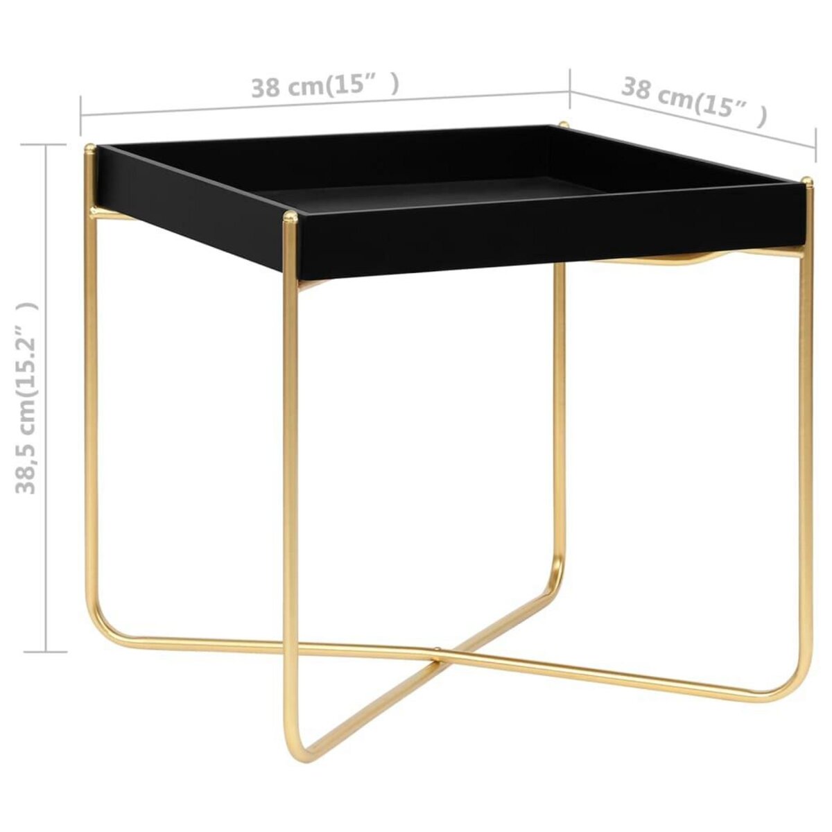 VIDAXL Table d'appoint Noir et dore 38x38x38,5 cm MDF
