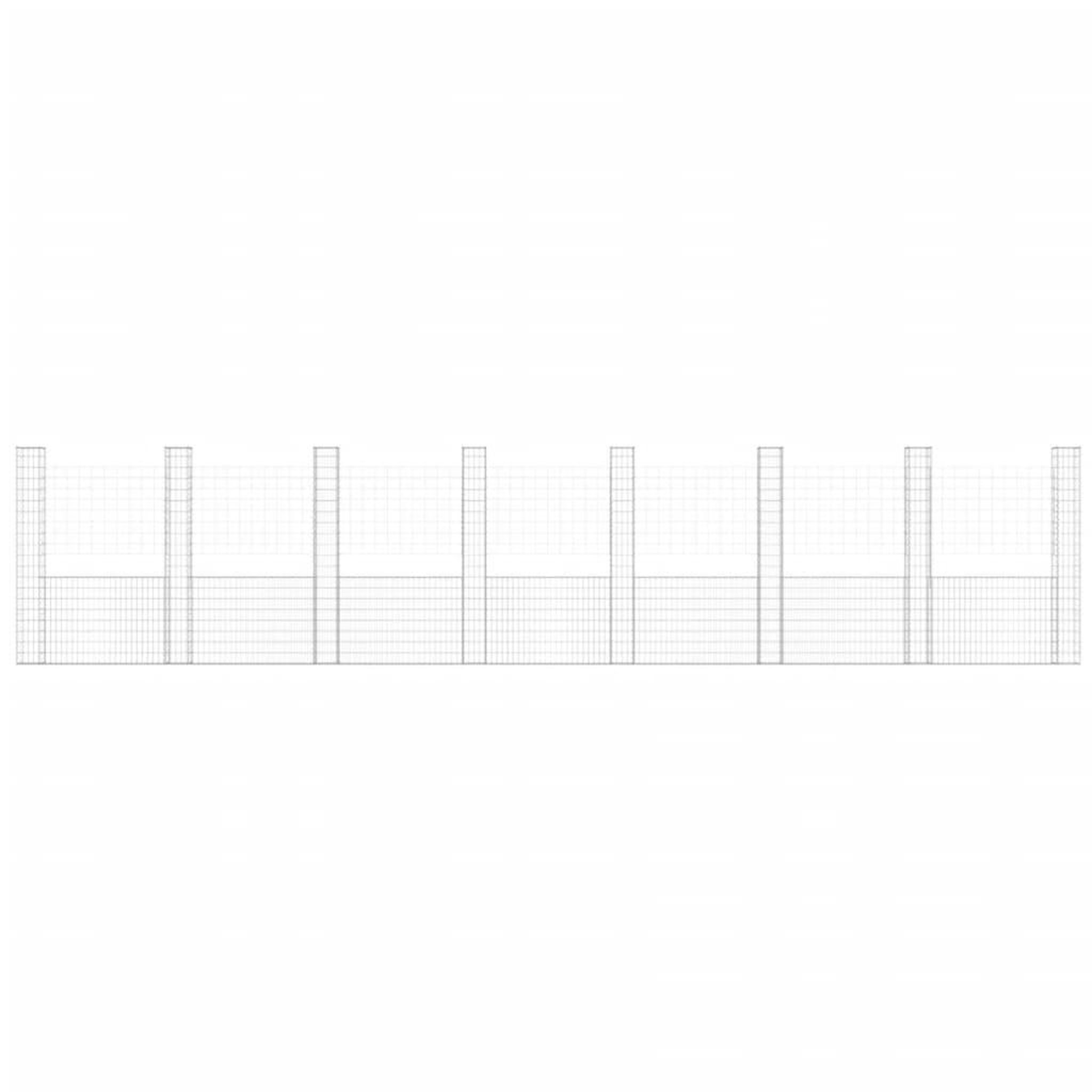 Voir la diapositive 3 : VIDAXL Panier de gabion en forme de U avec 8 poteaux Fer 860x20x200 cm