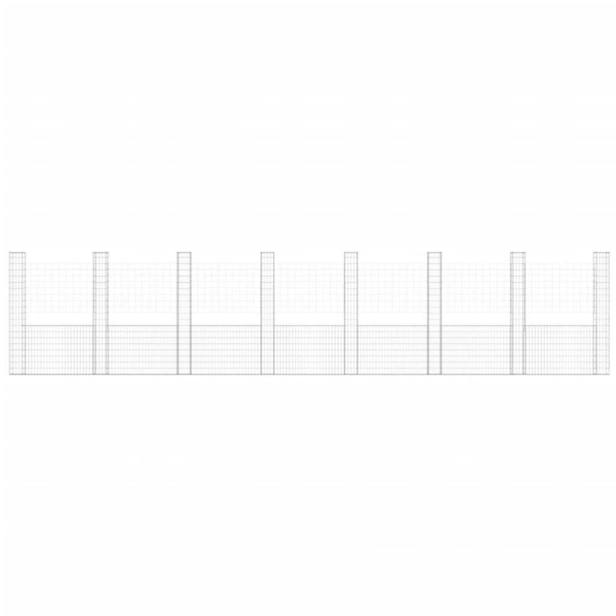 VIDAXL Panier de gabion en forme de U avec 8 poteaux Fer 860x20x200 cm