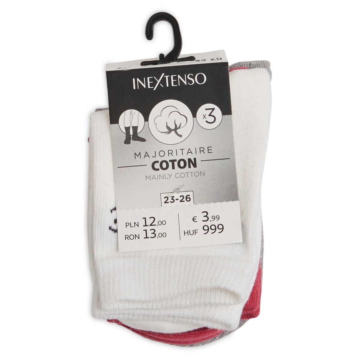 INEXTENSO Lot de 3 paires de chaussettes fille