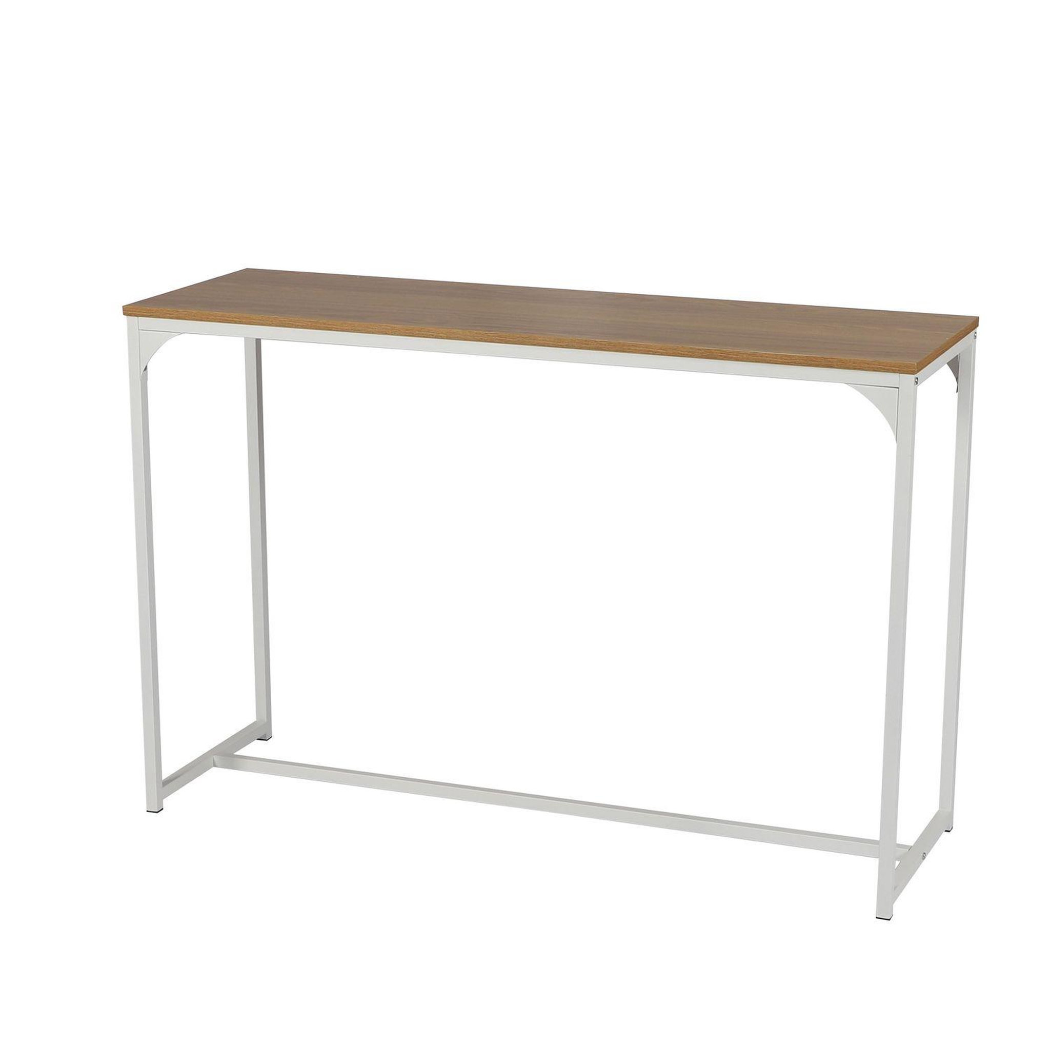 TOILINUX Console casa blanca en panneaux de particules et métal - l.120 cm x h.79 cm - beige et blanc