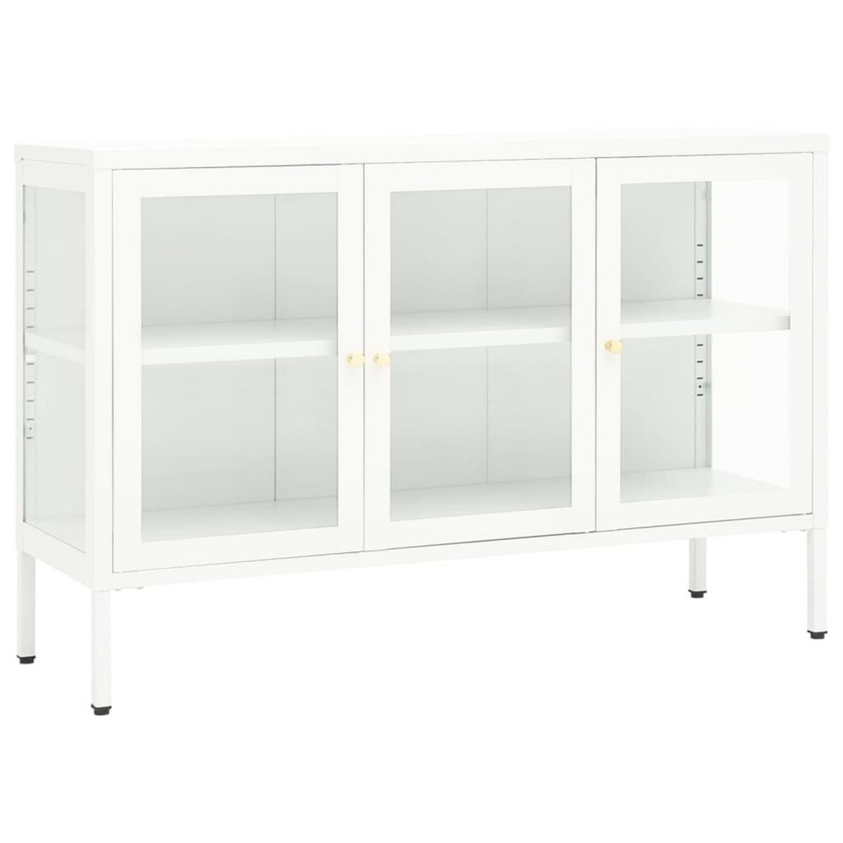 VIDAXL Buffet Blanc 105x35x70 cm Acier et verre