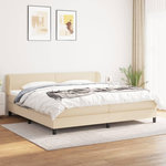 VIDAXL Sommier a lattes de lit avec matelas Creme 200x200 cm Tissu