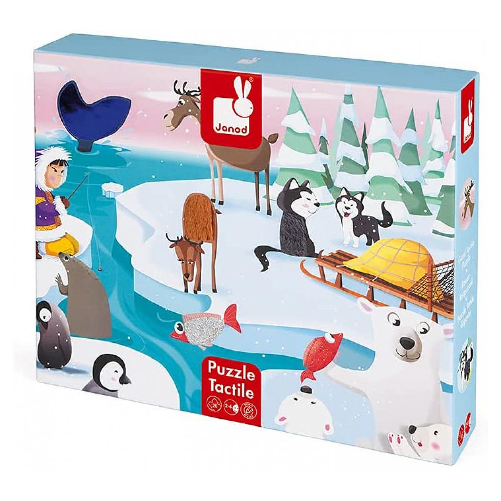 Voir la diapositive 2 : JANOD Puzzle tactile la vie sur la banquise 24 pieces