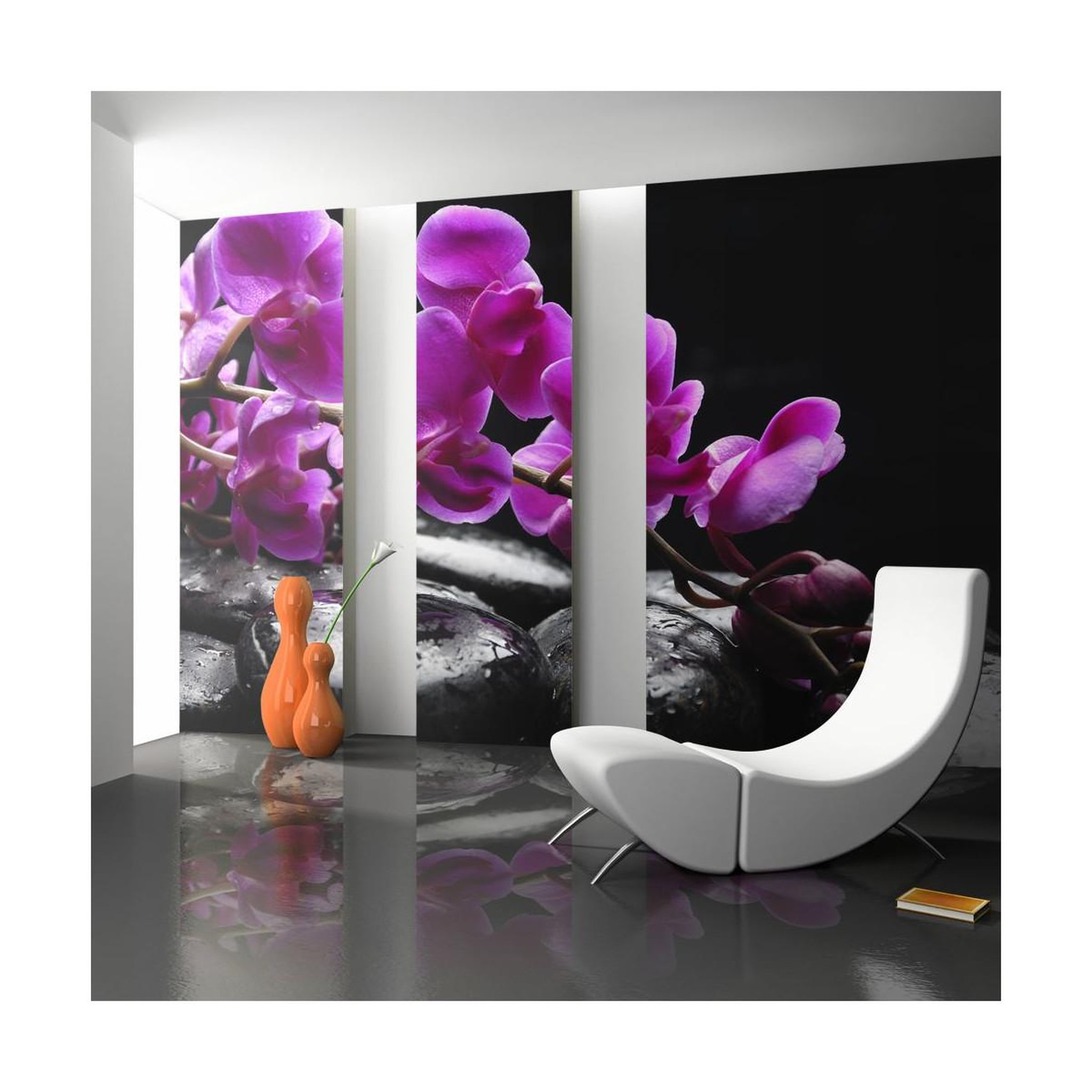 Voir la diapositive 1 : Paris Prix Papier Peint  Moment de Détente : Orchidée & Pierres Zen
