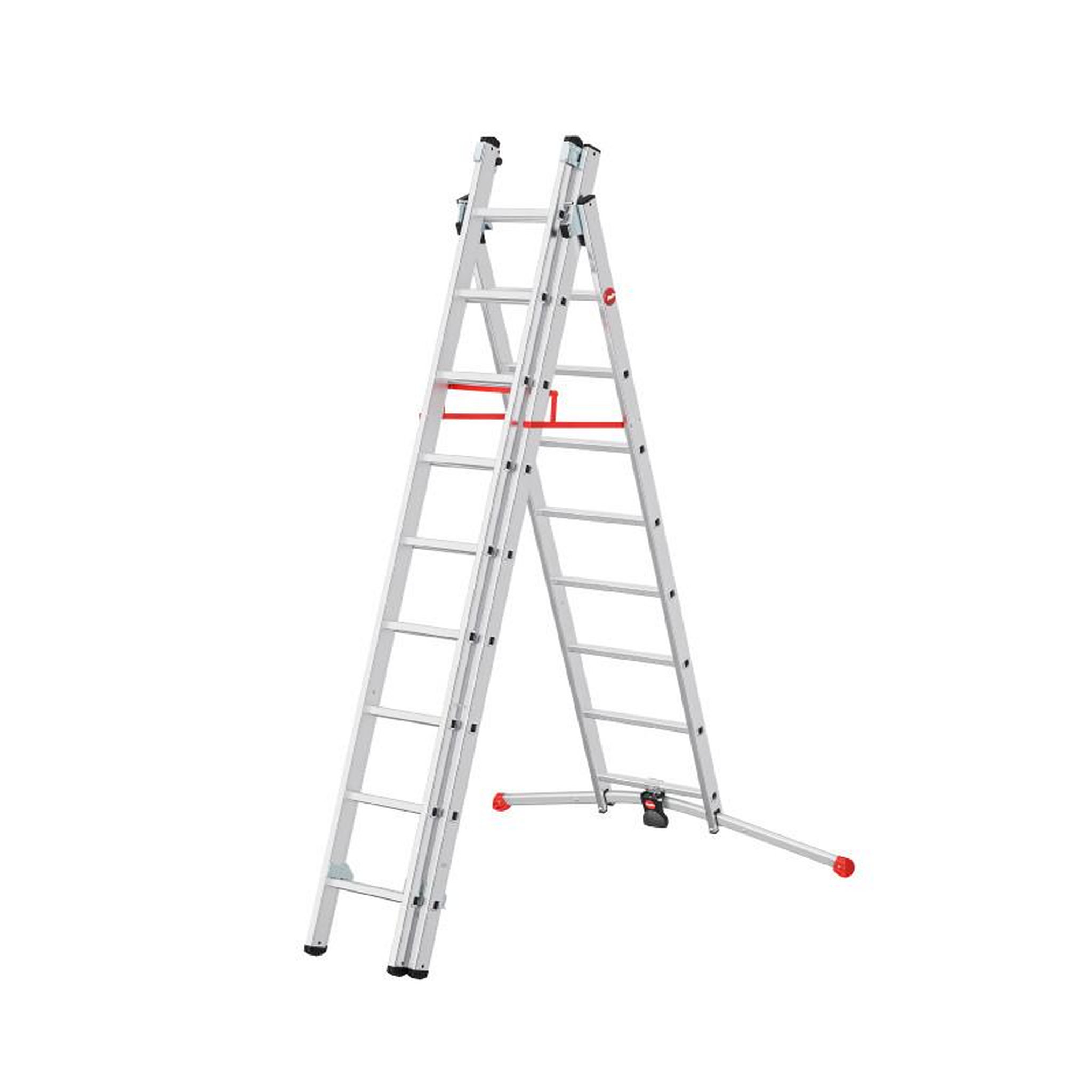 Voir la diapositive 4 : HAILO Echelle transformable pro 3 plans 3x9 échelons 5,8m/6,6m en aluminium hailo profilot