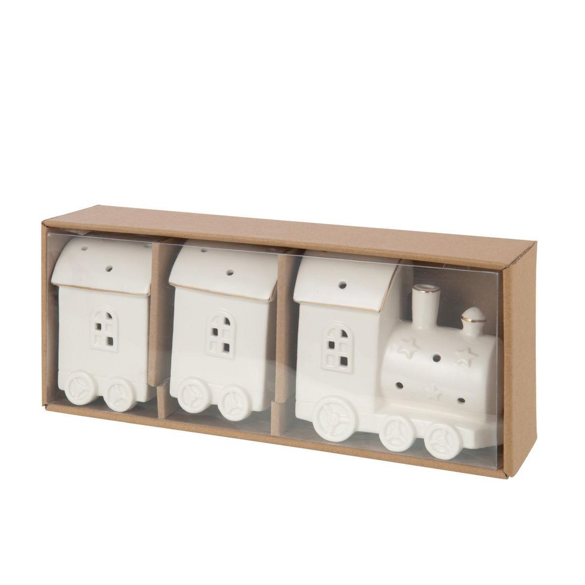 Voir la diapositive 5 : J-LINE Train déco à led  2 wagons  30cm blanc