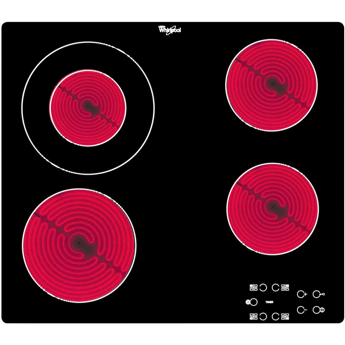 WHIRLPOOL Table de cuisson vitrocéramique AKT8130NE, 60 cm, 4 Foyers