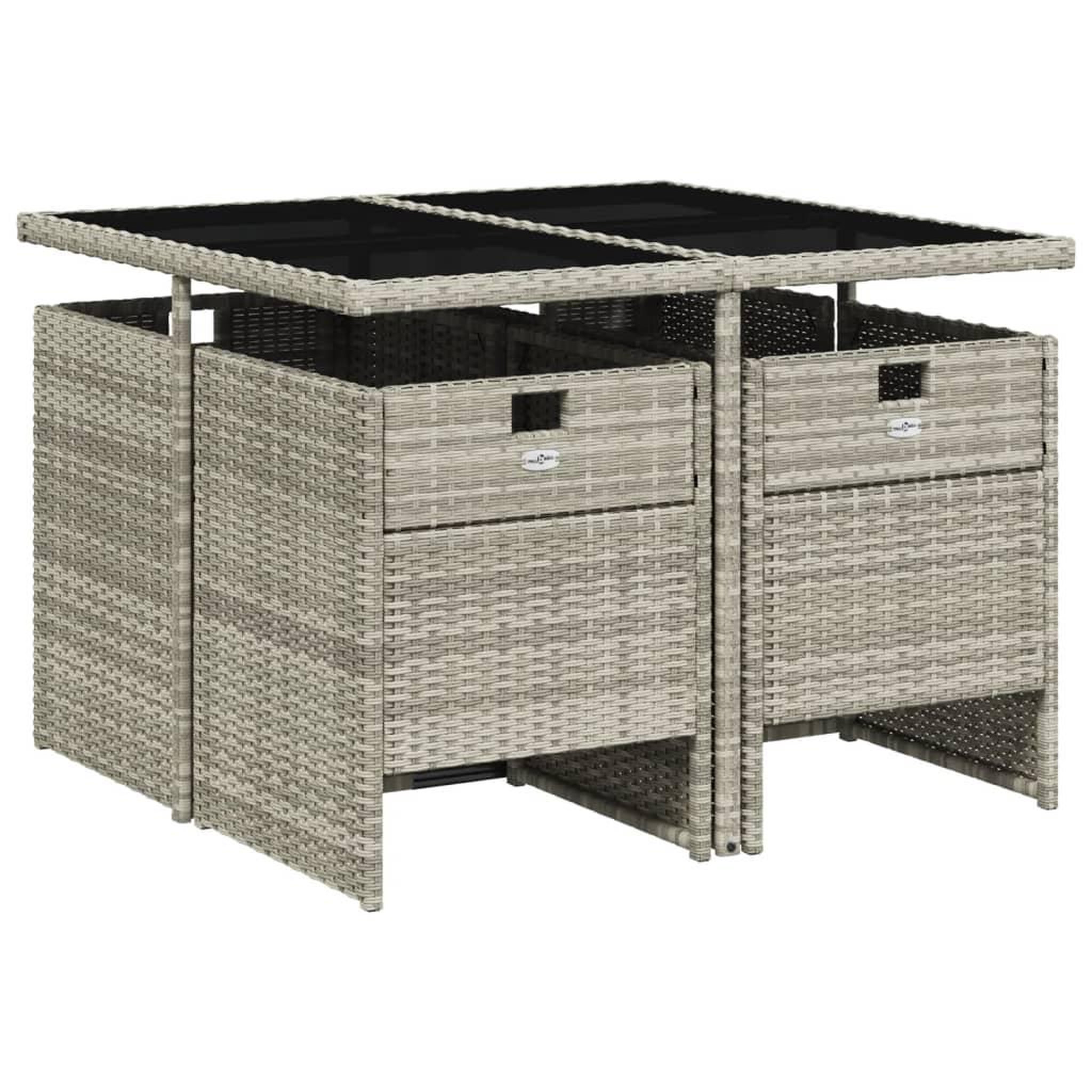 Voir la diapositive 3 : VIDAXL Ensemble a manger de jardin et coussins 5 pcs gris clair rotin