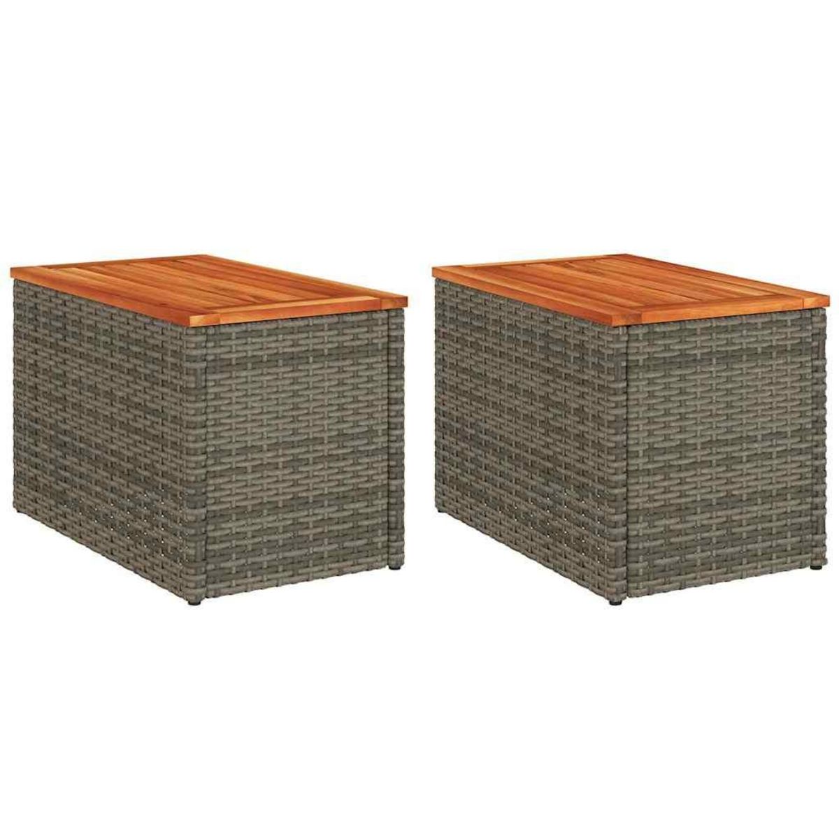 VIDAXL Tables d'appoint de jardin 2 pcs gris rotin bois massif