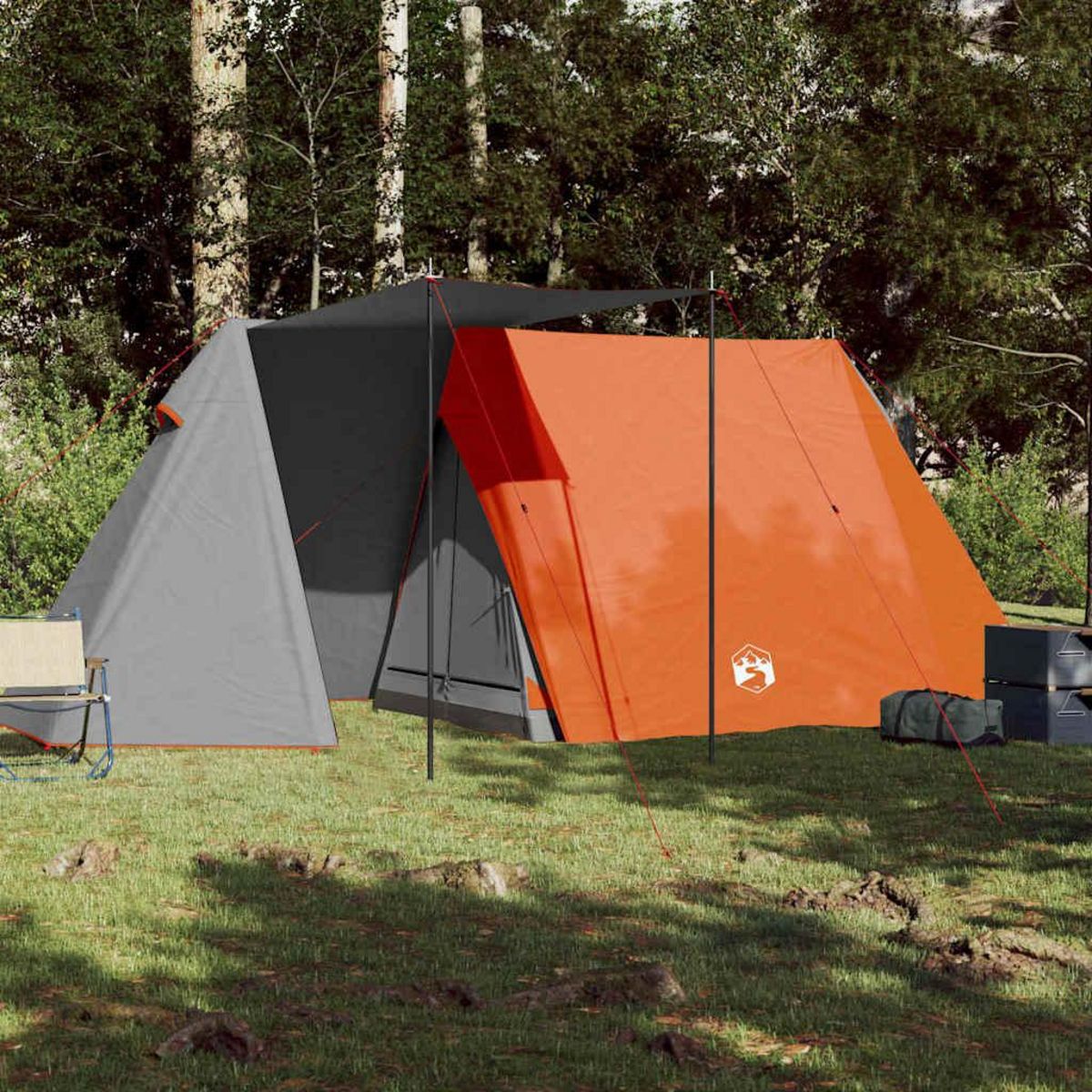 VIDAXL Tente de camping 3 personnes gris et orange impermeable