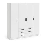 TVILUM Armoire VEGA - Décor Blanc mat - 4 portes + 3 tiroirs - L 195,5 x P 49,6 x H 200,4 cm - TVILUM
