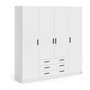 Voir la diapositive 1 : TVILUM Armoire VEGA - Décor Blanc mat - 4 portes + 3 tiroirs - L 195,5 x P 49,6 x H 200,4 cm - TVILUM