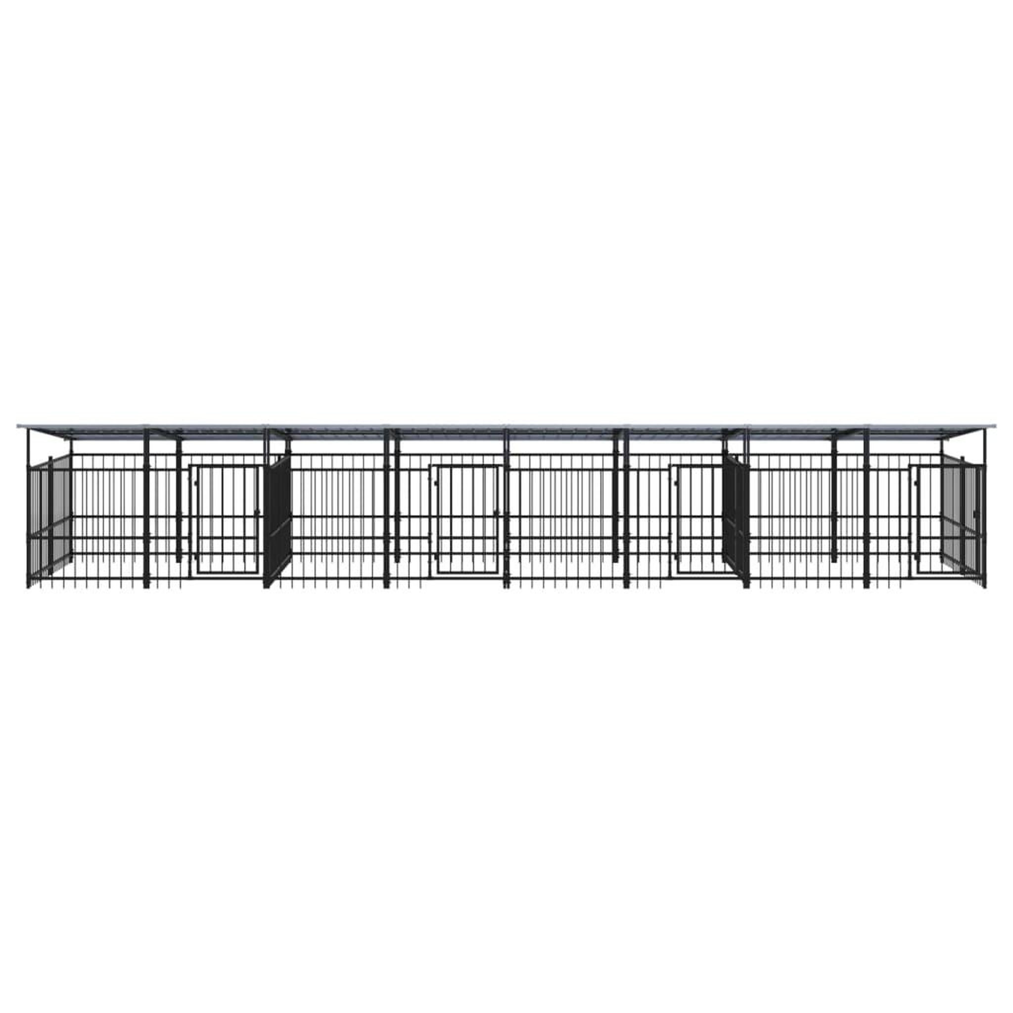 Voir la diapositive 3 : VIDAXL Chenil d'exterieur avec toit pour chiens Acier 15,02 m²