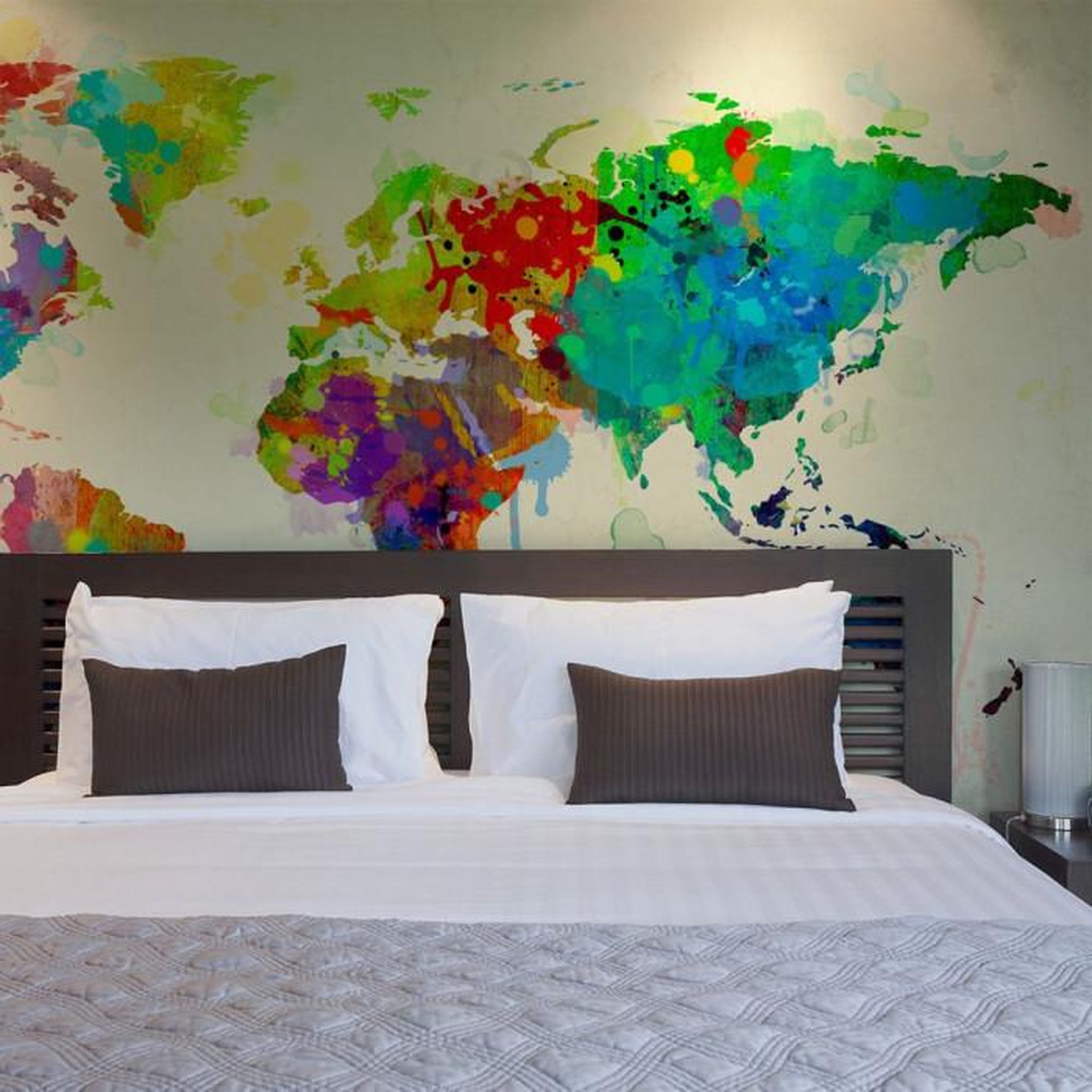 Paris Prix Papier Peint  Paint Splashes Map of the World. Coloris disponibles : Multicolore