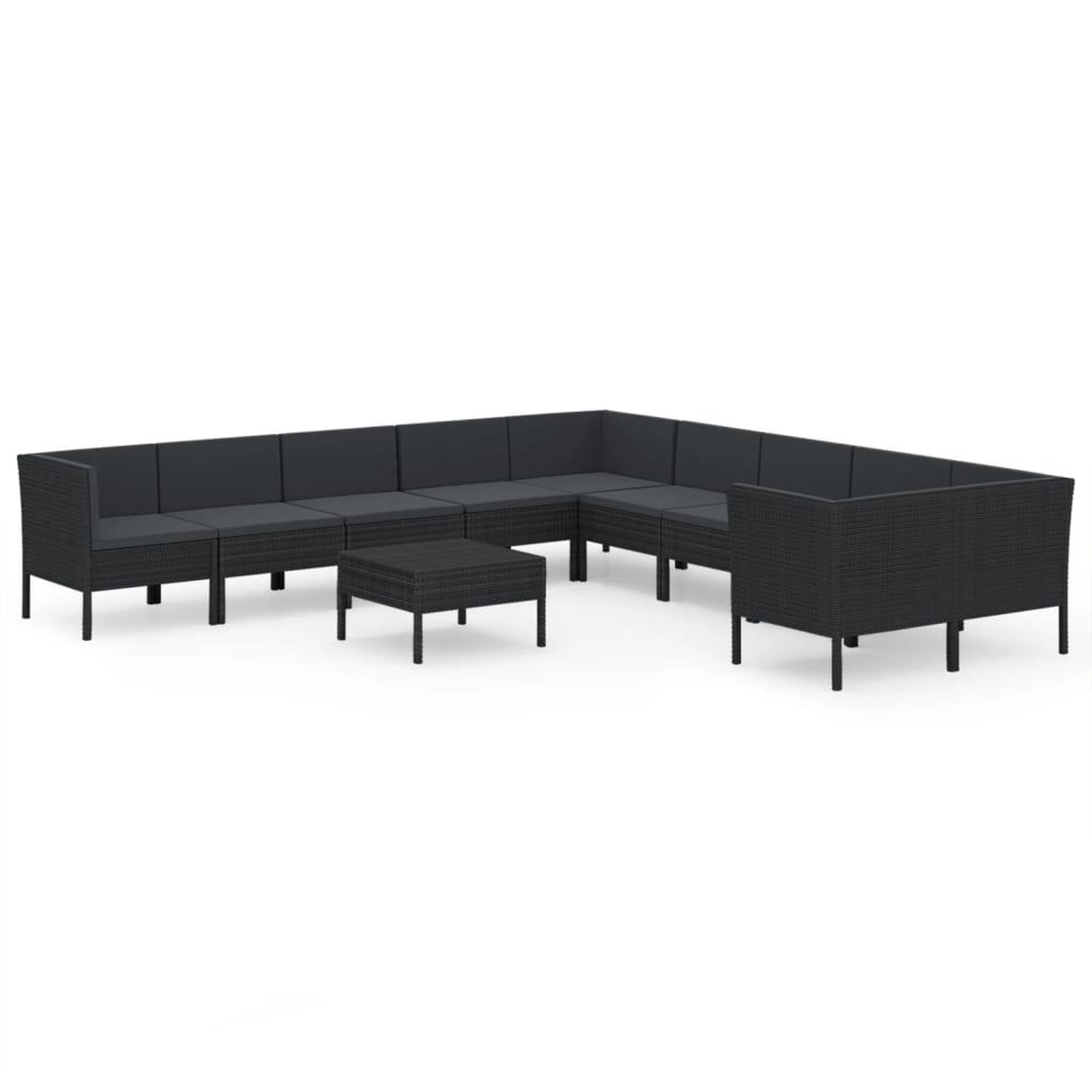 Voir la diapositive 2 : VIDAXL Salon de jardin 11 pcs avec coussins Resine tressee Noir