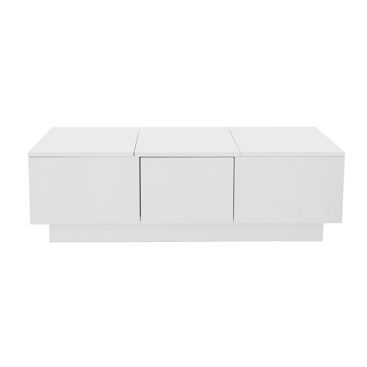 MERAX Table Basse Brillante Avec 2 Tiroirs Et 2 Rangements Push-pull Blanc