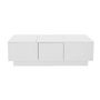 Voir la diapositive 1 : MERAX Table Basse Brillante Avec 2 Tiroirs Et 2 Rangements Push-pull Blanc