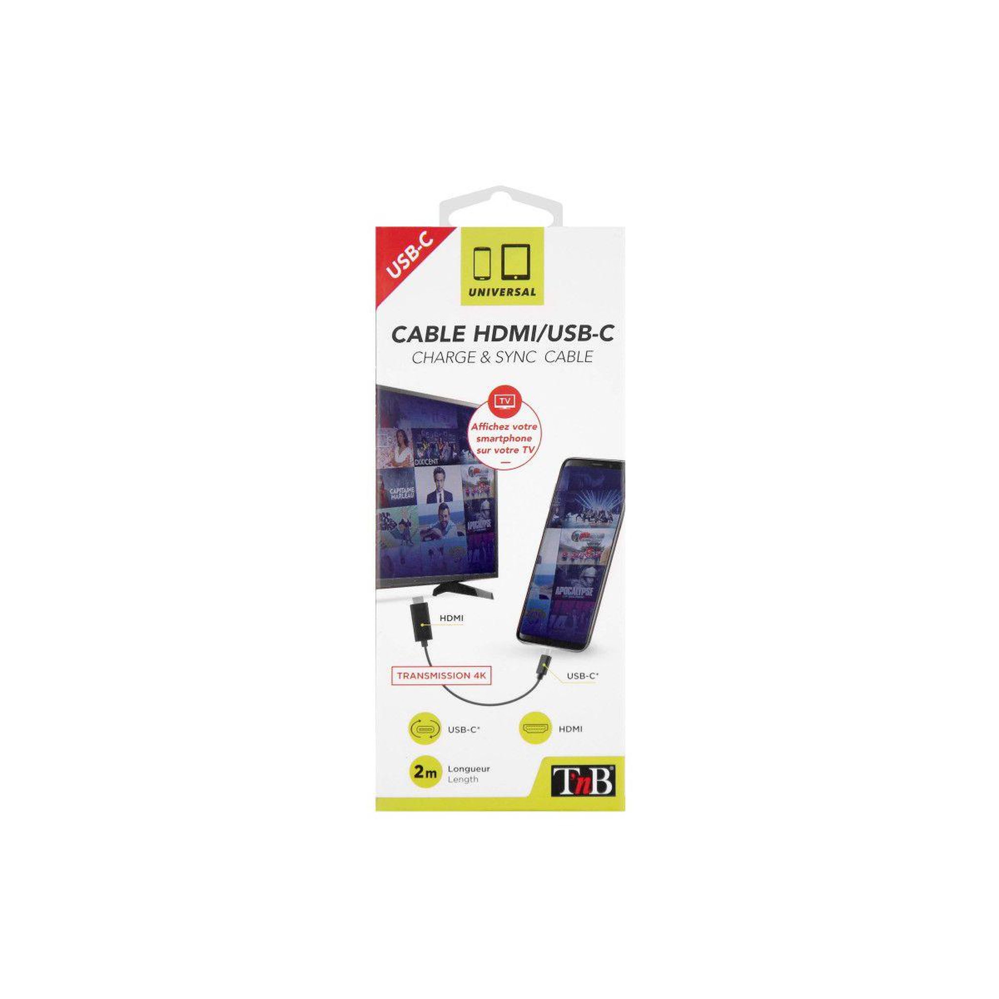 Voir la diapositive 3 : TNB Câble HDMI vers USB-C  - 2M noir