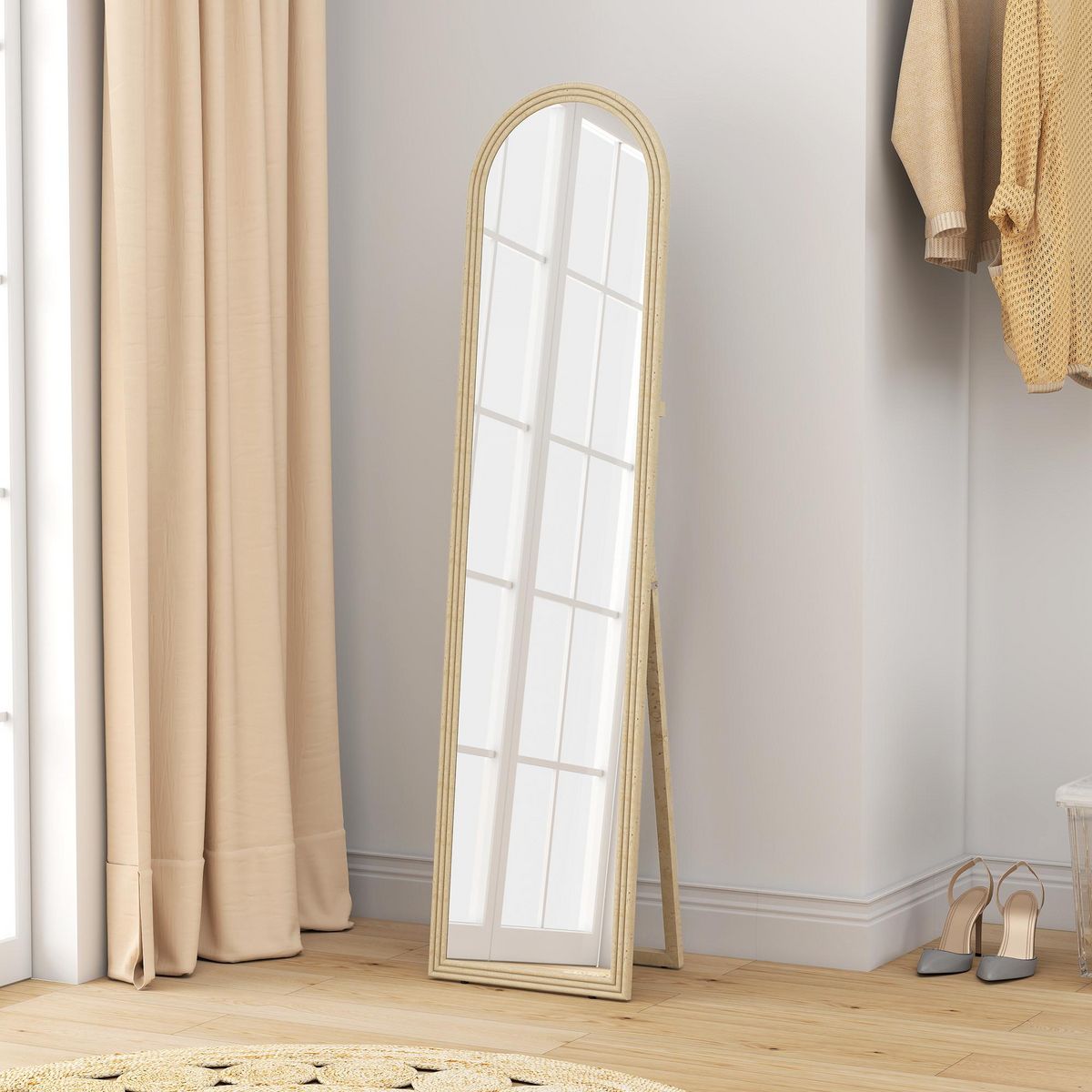 HOMCOM Miroir sur pied et mural pleine longueur 40 x 160 cm cadre pied effet pierre