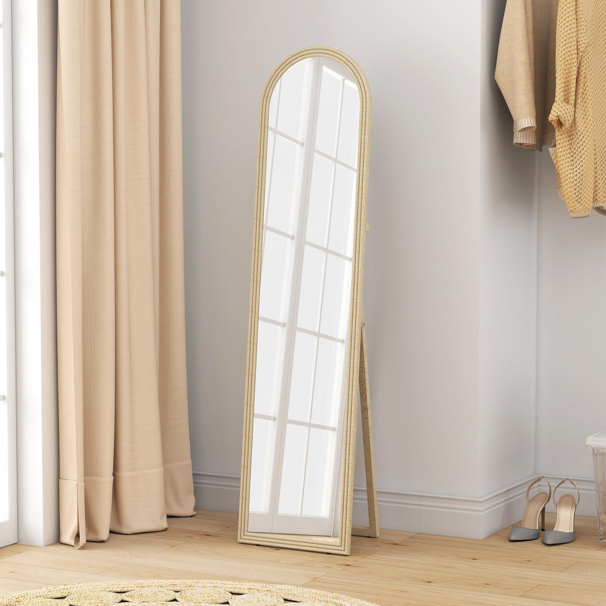 HOMCOM Miroir sur pied et mural pleine longueur 40 x 160 cm cadre pied effet pierre